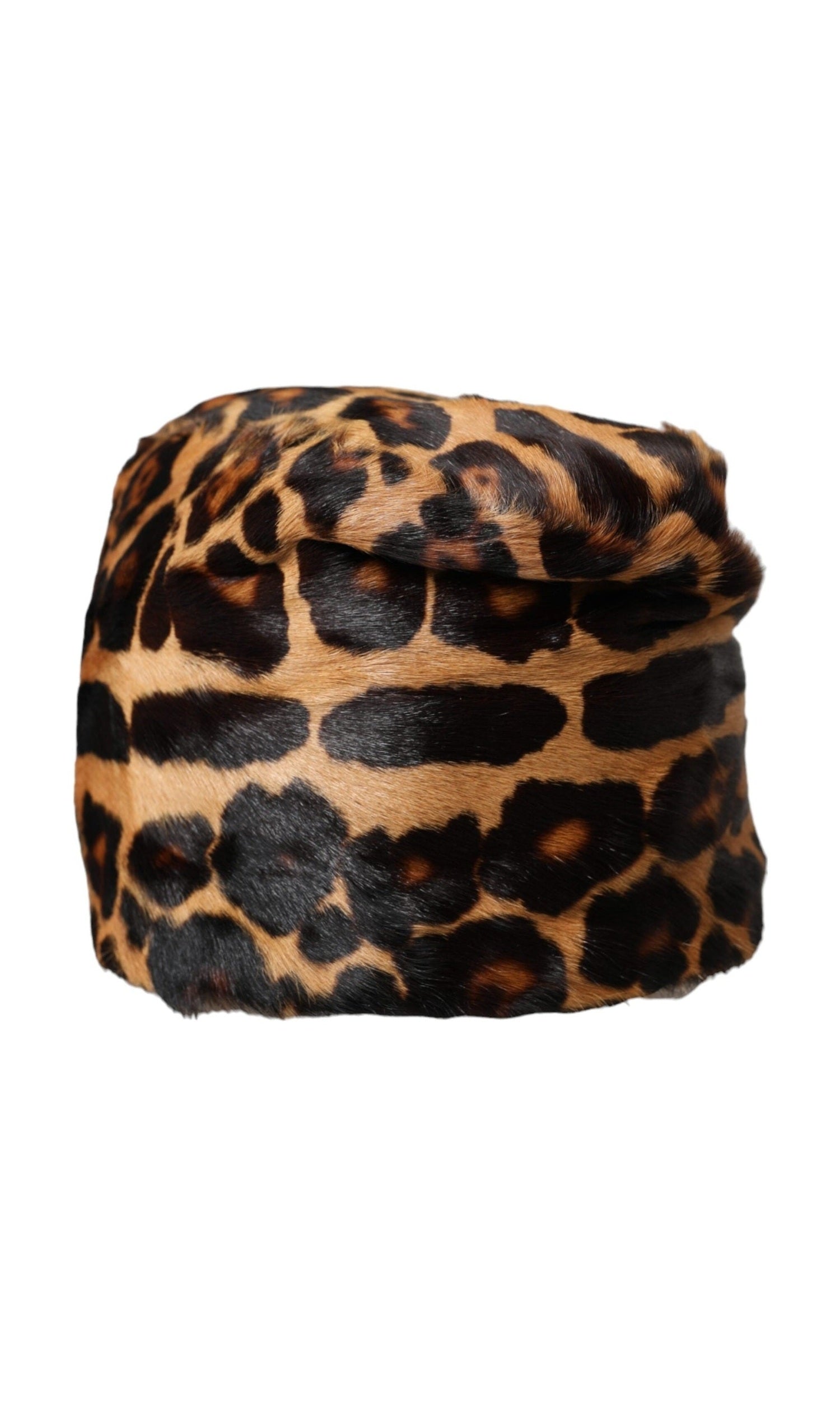 Dolce & Gabbana Leopard Fur Women Bucket Brown Hat Glam Steals