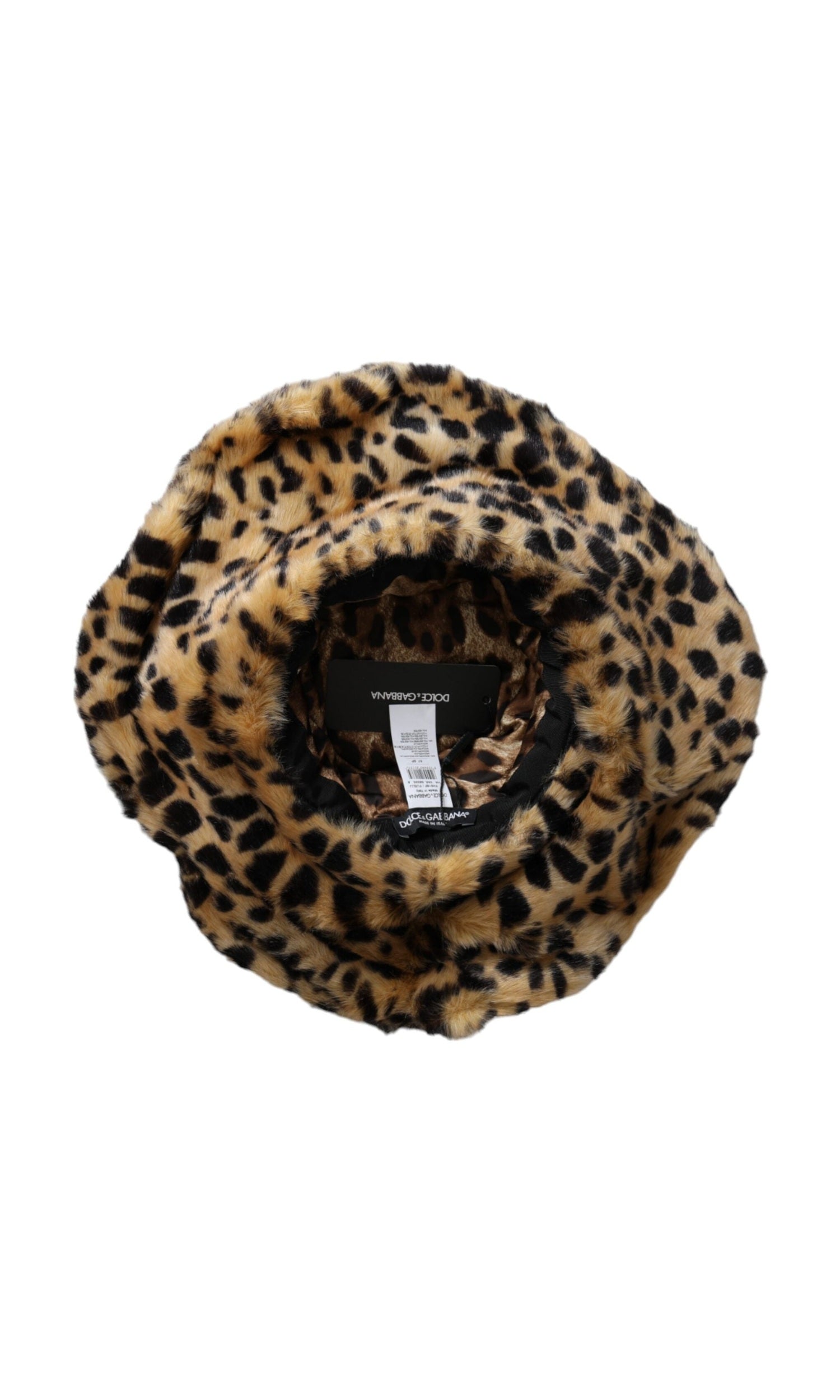 Dolce & Gabbana Leopard Fur Women Bucket Brown Hat Glam Steals