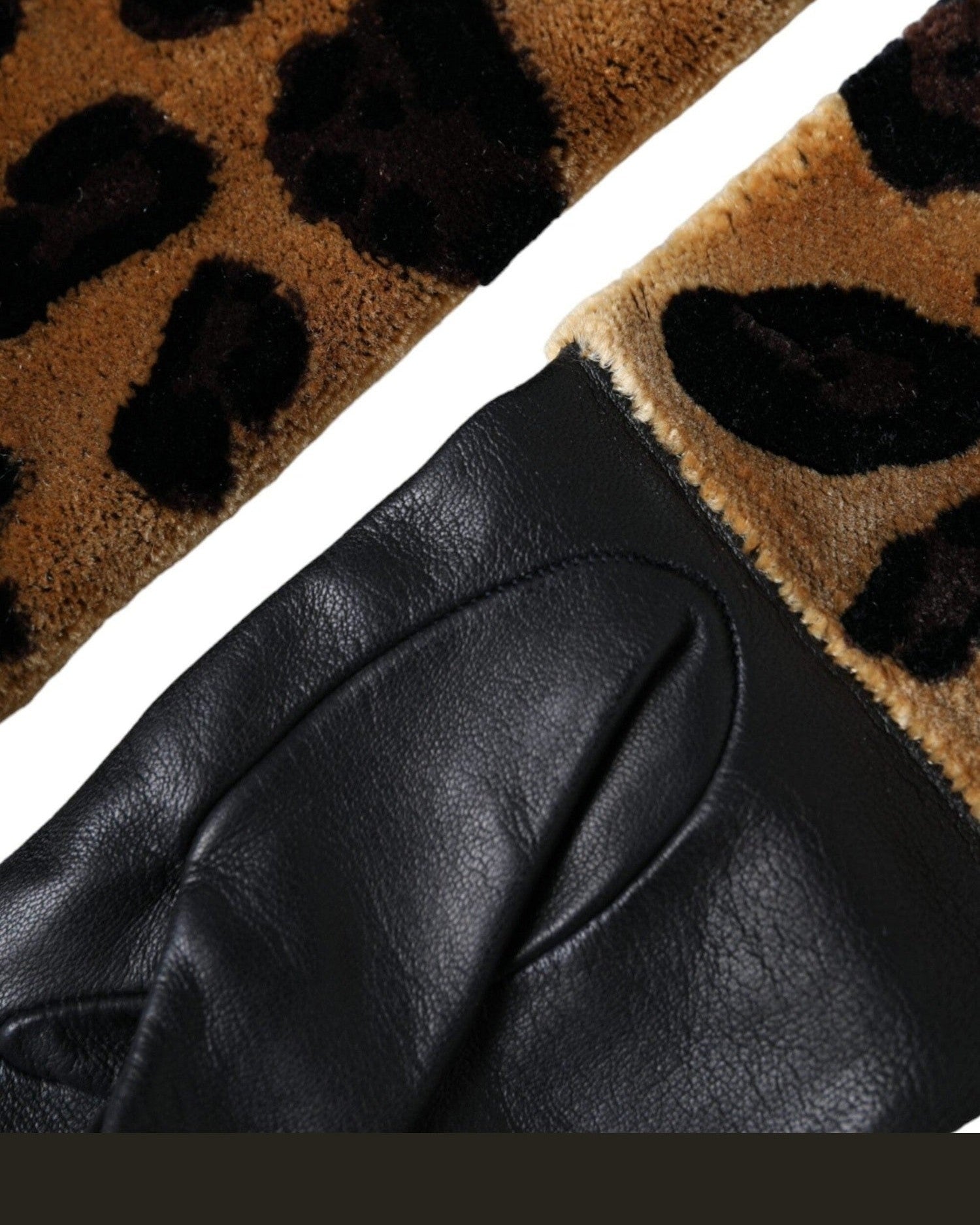 Dolce & Gabbana Leopard Leather Elbow Length Brown Black Gloves Glam Steals