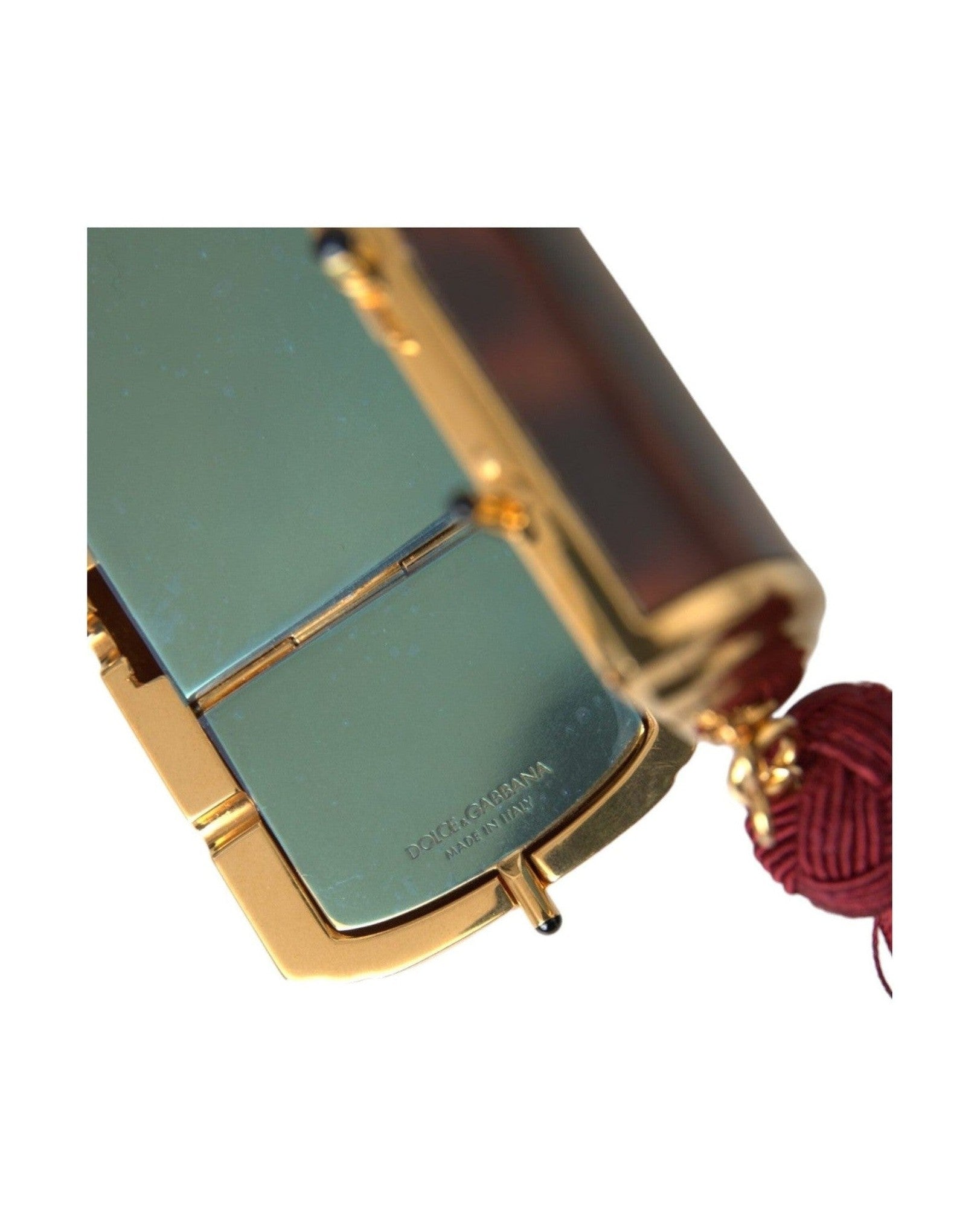 Dolce & Gabbana Leopard Mini Mirror Tassel Make Up Holder Brown Bag Glam Steals