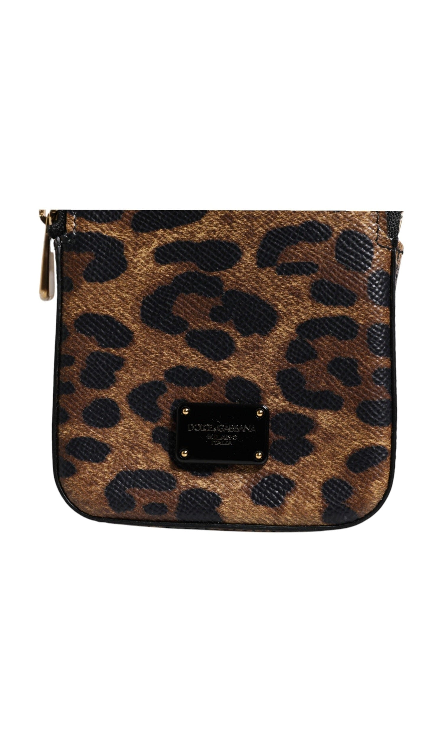 Dolce & Gabbana Leopard Print Dauphine Leather Zip Around Brown Wallet Glam Steals