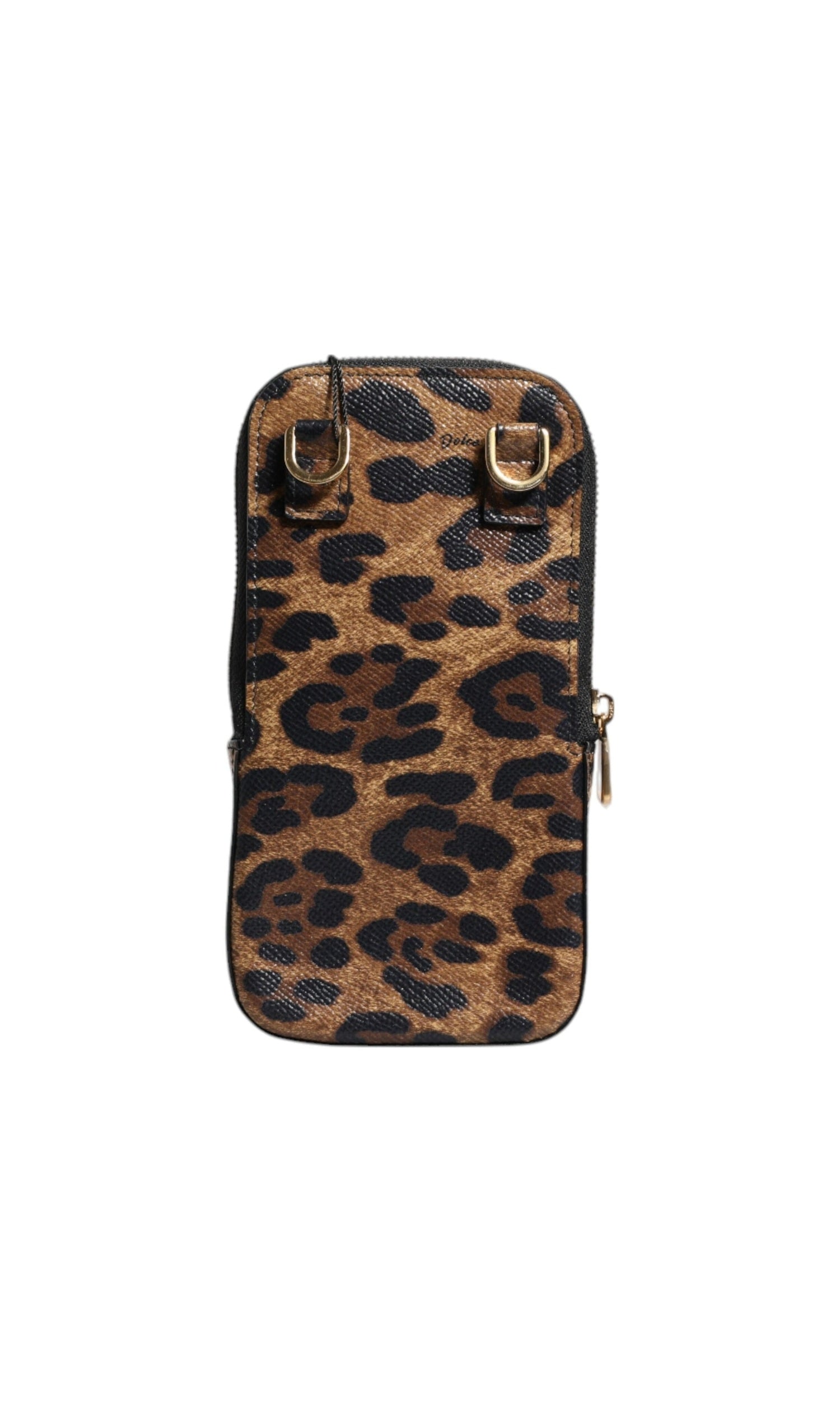 Dolce & Gabbana Leopard Print Dauphine Leather Zip Around Brown Wallet Glam Steals