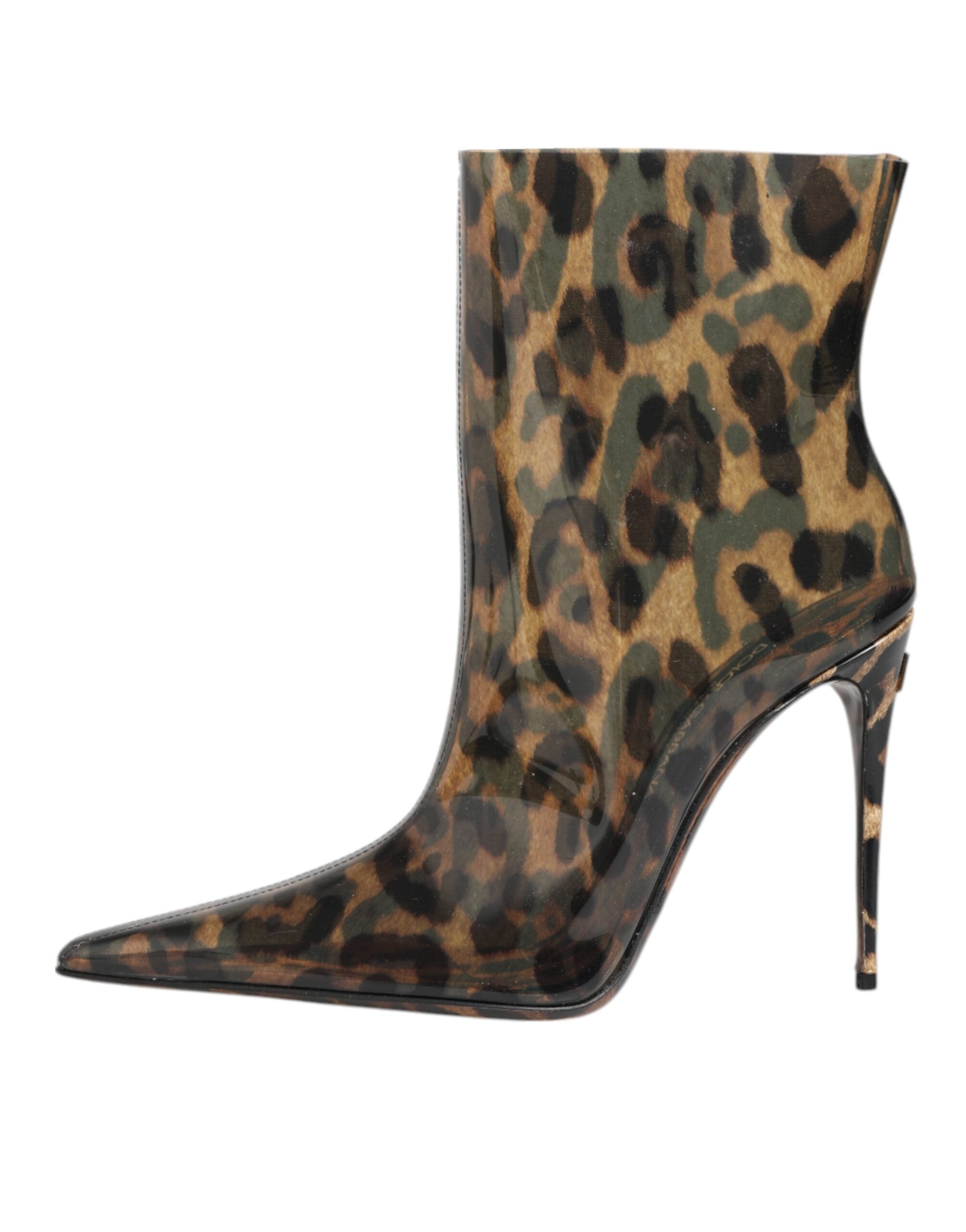 Dolce & Gabbana Leopard Print Pvc Pointed Toe Boots Shoes Glam Steals