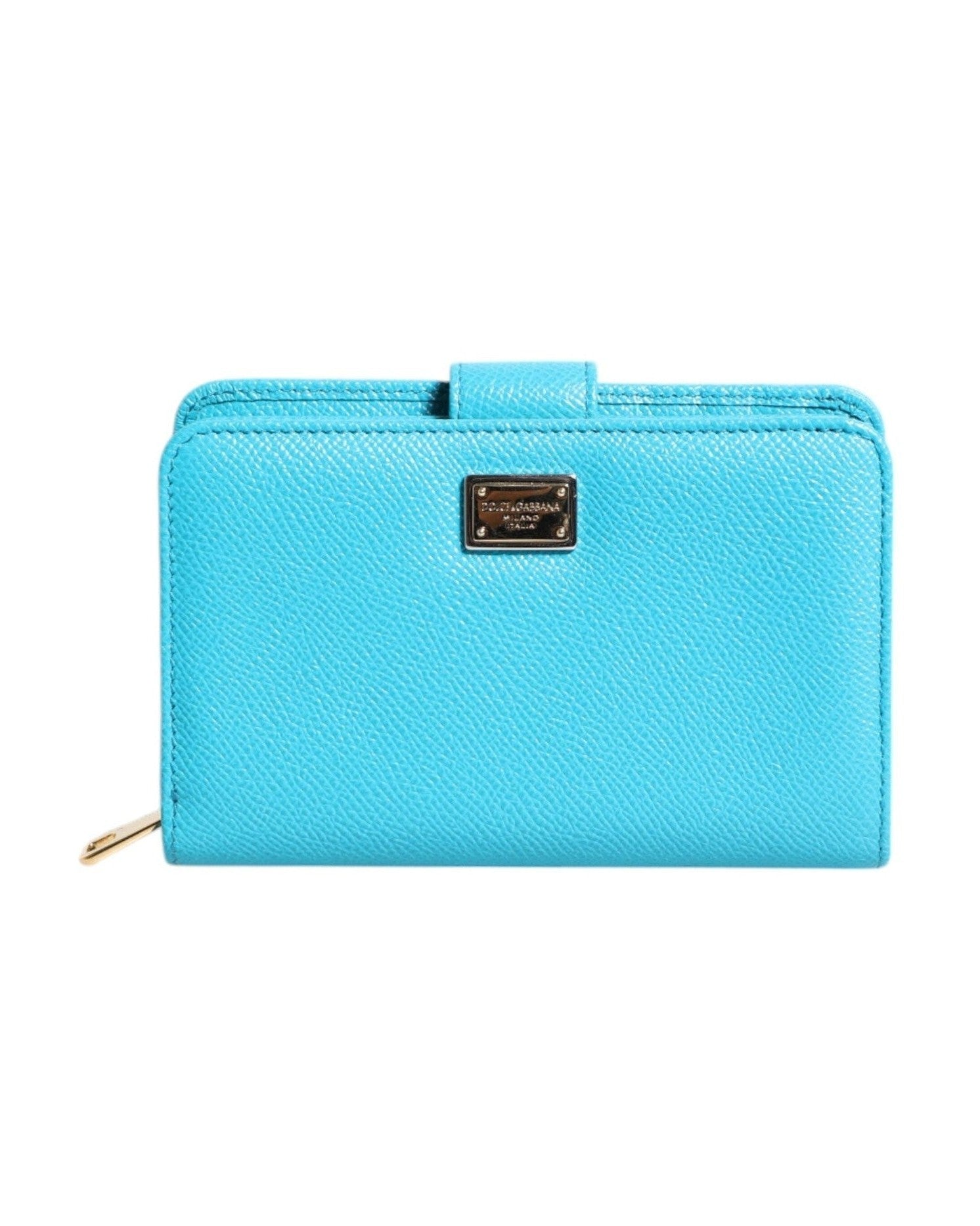 Dolce & Gabbana Light Blue Leather Bifold Continental Clutch Wallet Glam Steals