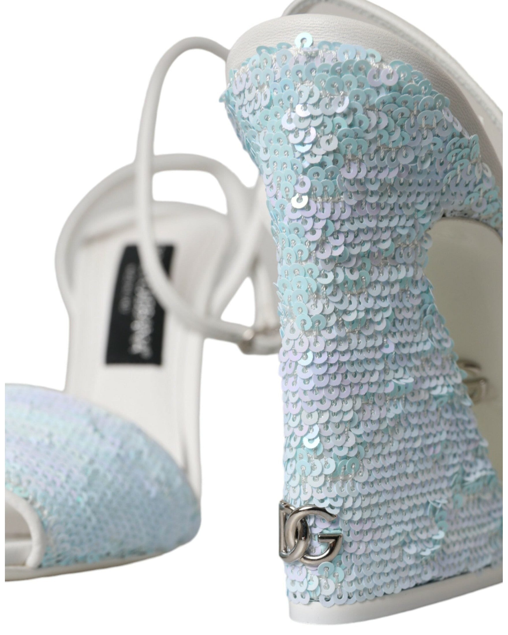 Dolce & Gabbana Light Blue Sequin Ankle Strap Sandals Shoes Glam Steals