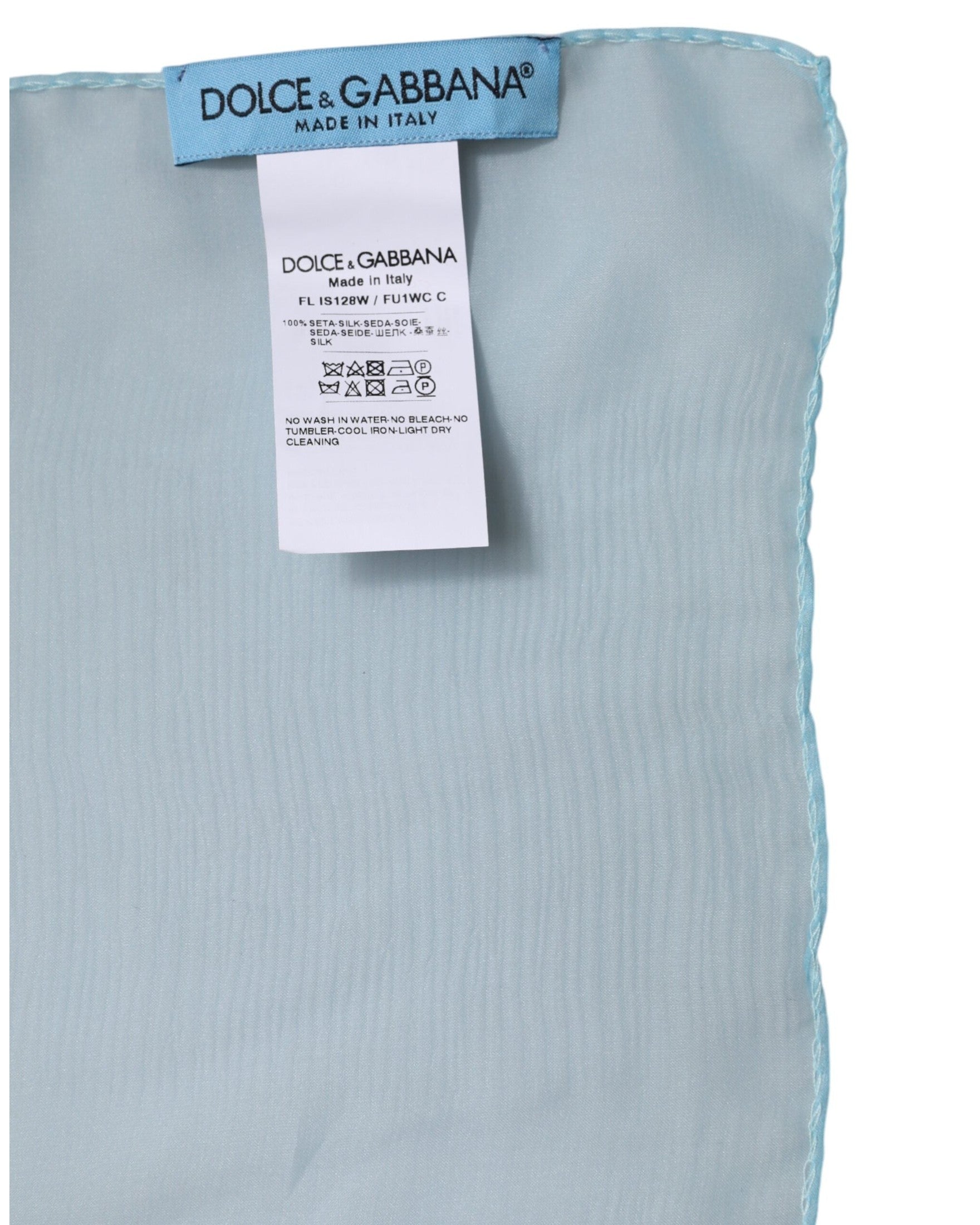 Dolce & Gabbana Light Blue Silk Rectangle Wrap Shawl Scarf Glam Steals