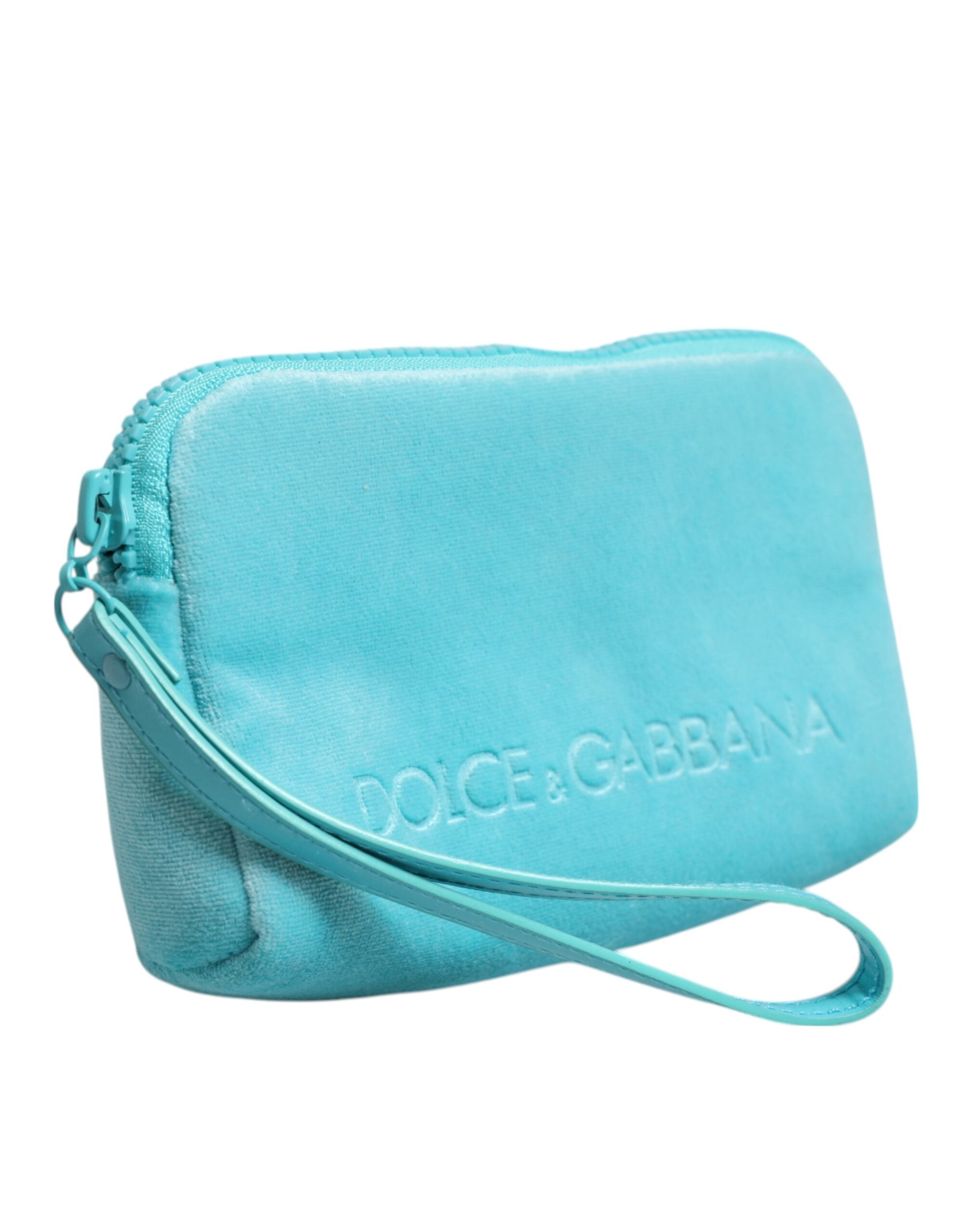 Dolce & Gabbana Light Blue Solid Logo Clutch Sunglasses Holder Pouch Bag Glam Steals
