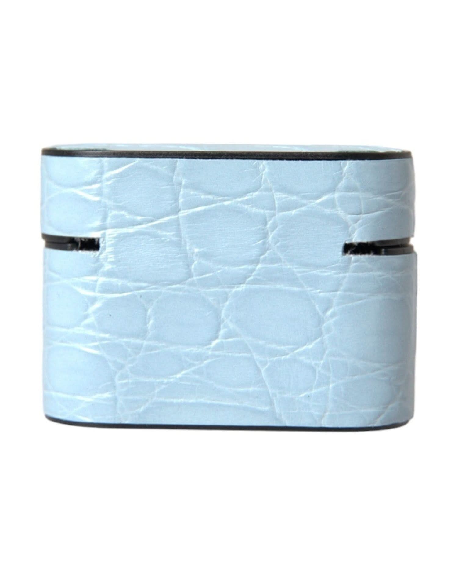 Dolce & Gabbana Blue Light Leather Metal Logo Plaque Airpods Case Headphone & Headset Accessories