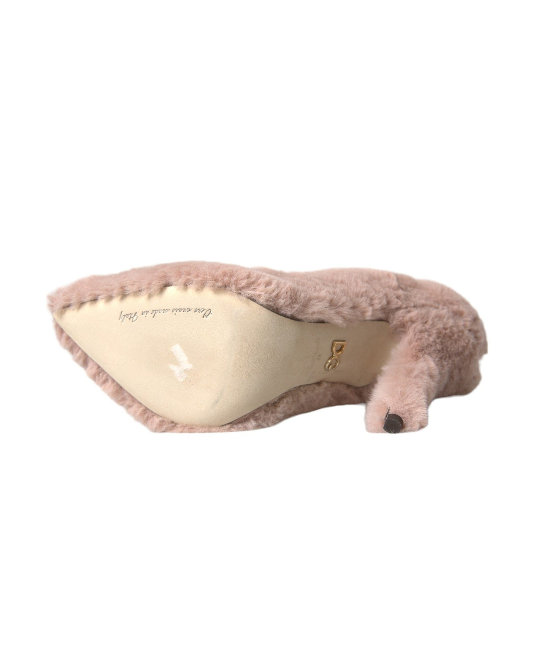 Dolce & Gabbana Light Pink Faux Fur Heels Pumps Shoes Glam Steals