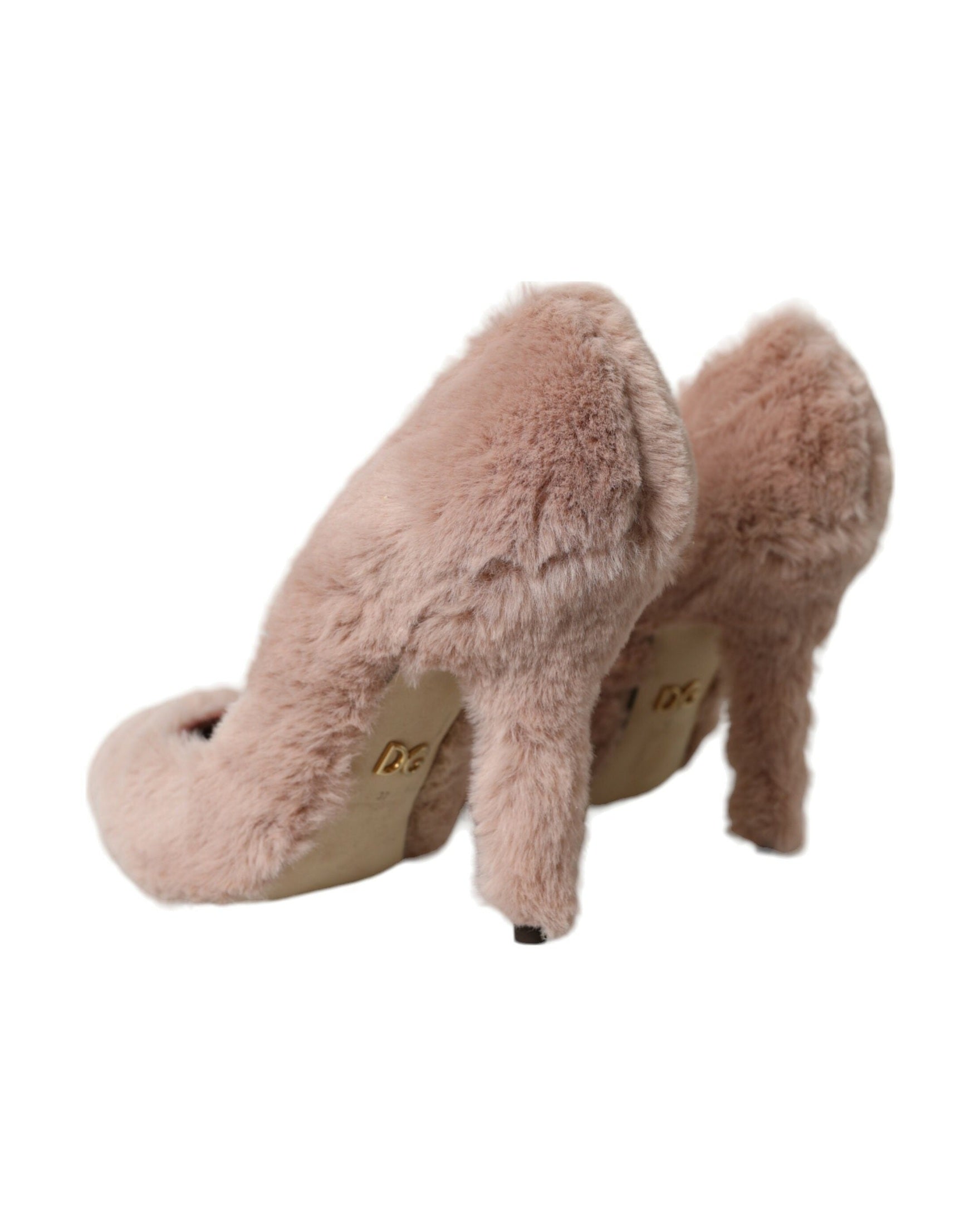Dolce & Gabbana Light Pink Faux Fur Heels Pumps Shoes Glam Steals