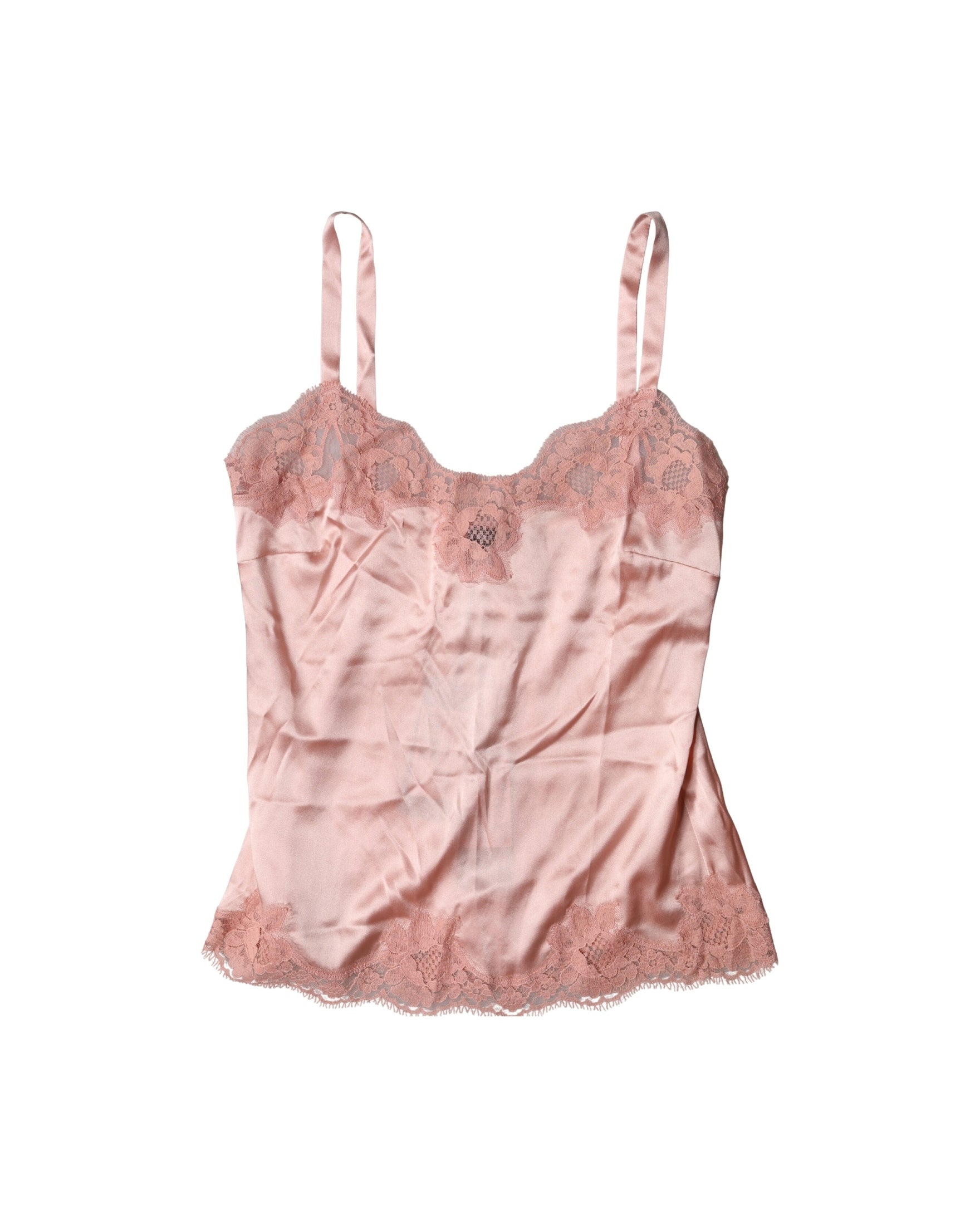 Dolce & Gabbana Light Pink Lace Floral Lingerie Top
