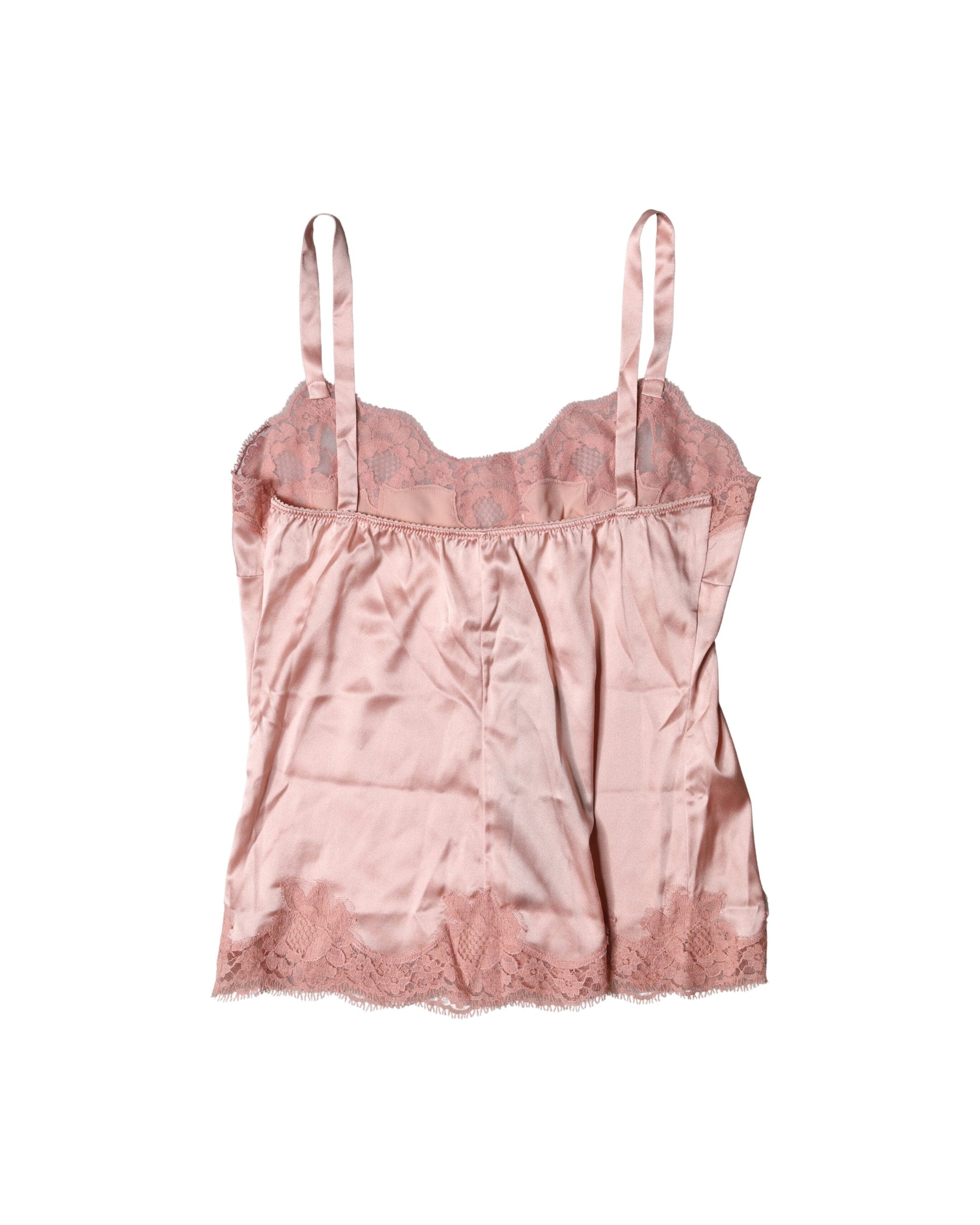 Dolce & Gabbana Light Pink Lace Floral Lingerie Top