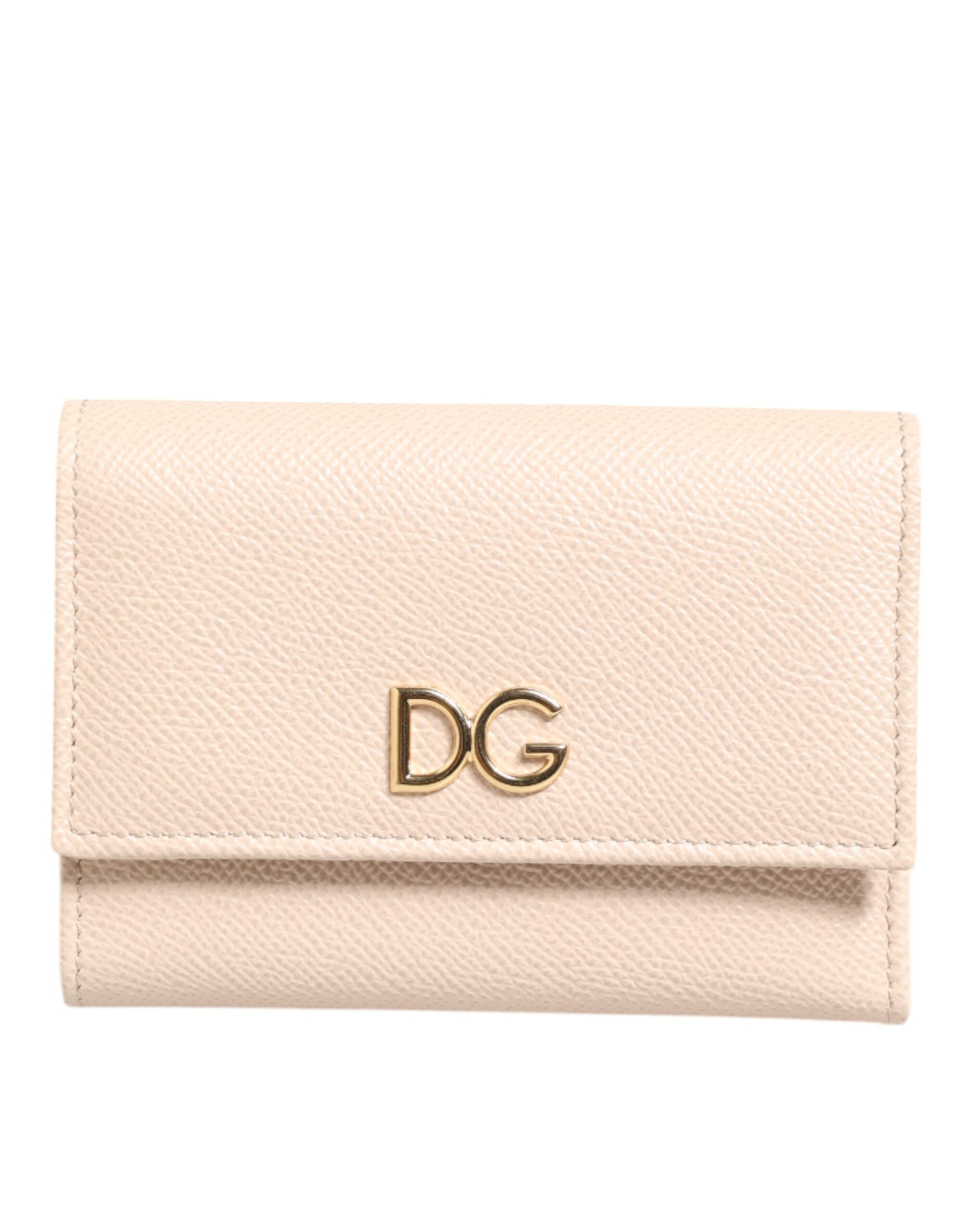 Dolce & Gabbana Light Pink Leather Calf Dg Logo French Flap Wallet Glam Steals