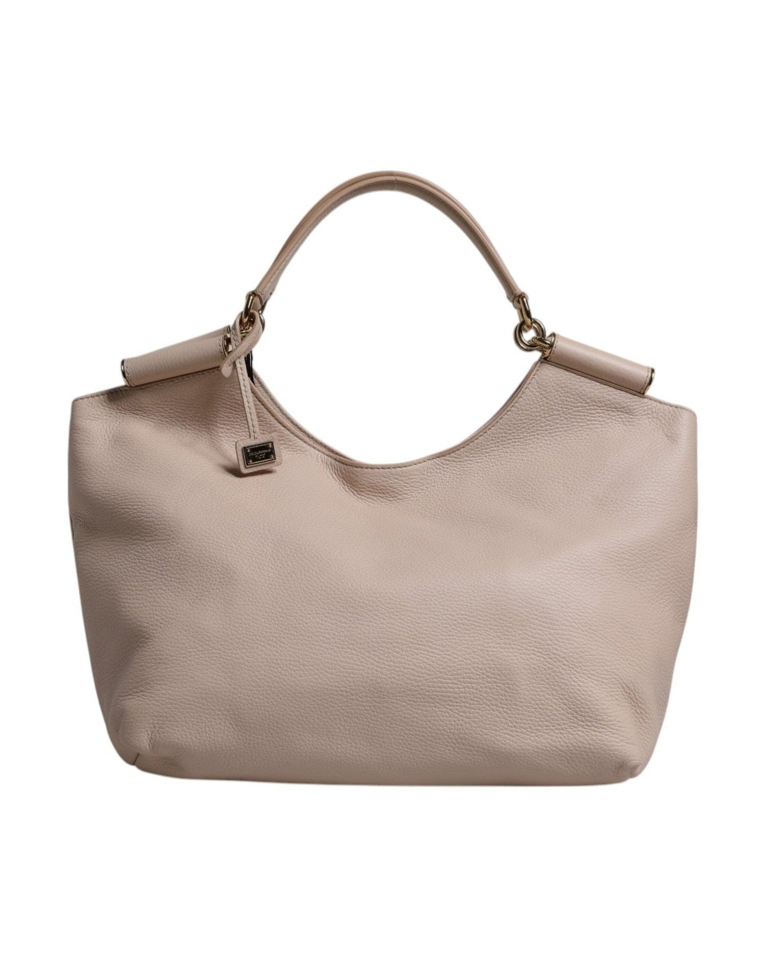 Dolce & Gabbana Light Pink Leather Deer Logo Plaque Tote Top Handle Bag Glam Steals