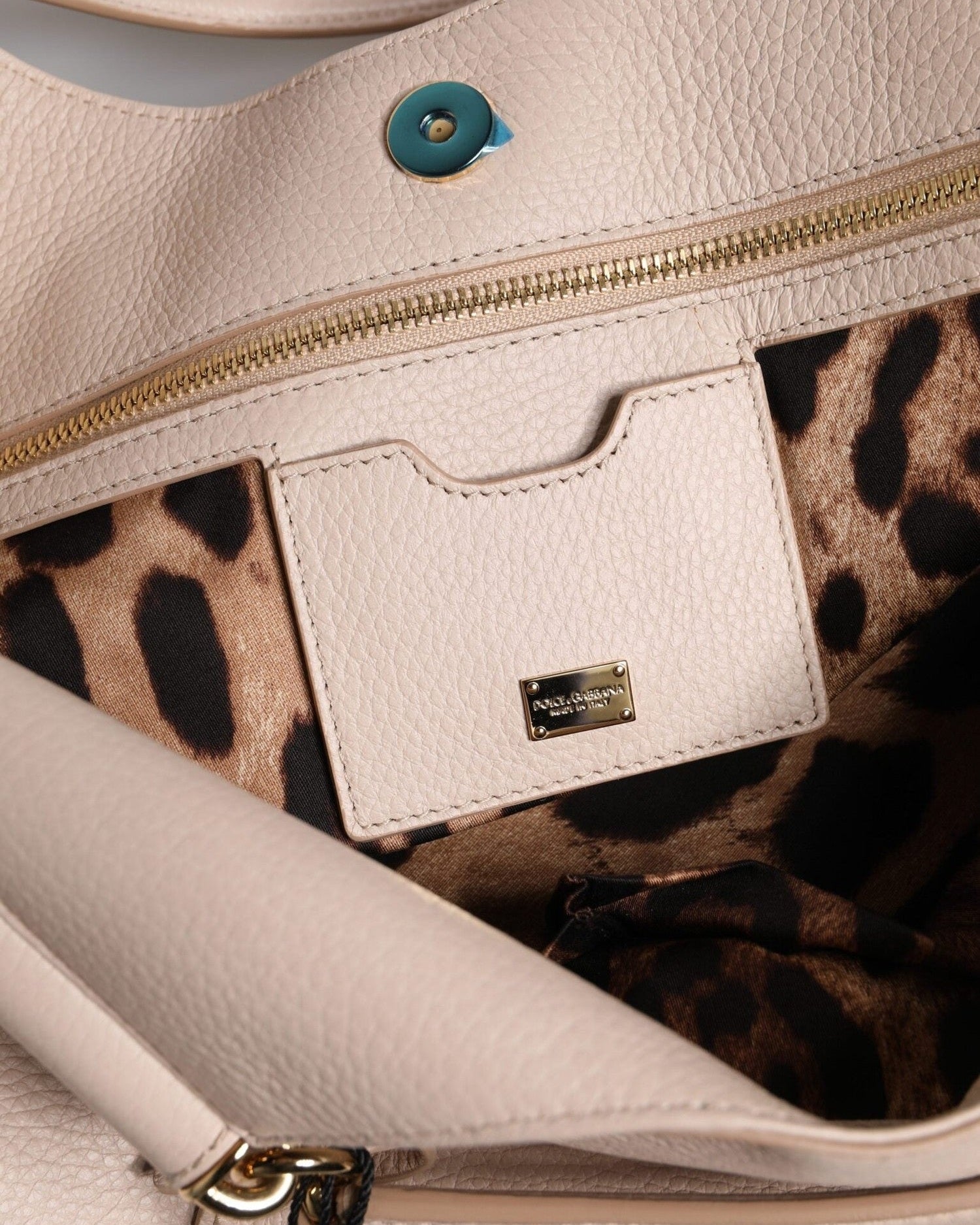 Dolce & Gabbana Light Pink Leather Deer Logo Plaque Tote Top Handle Bag Glam Steals