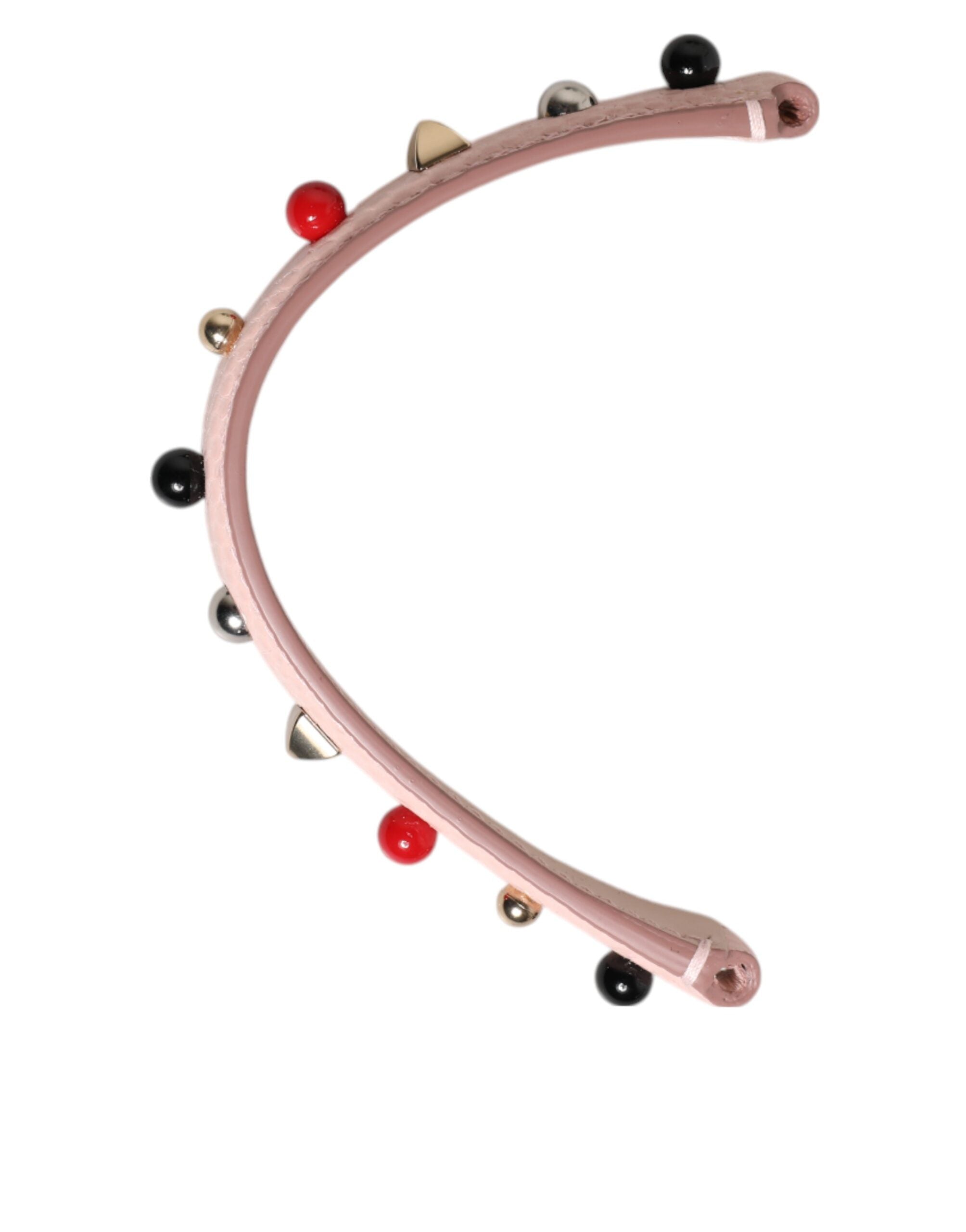 Dolce & Gabbana Light Pink Leather Embellished Bag Handle Shoulder Strap Glam Steals