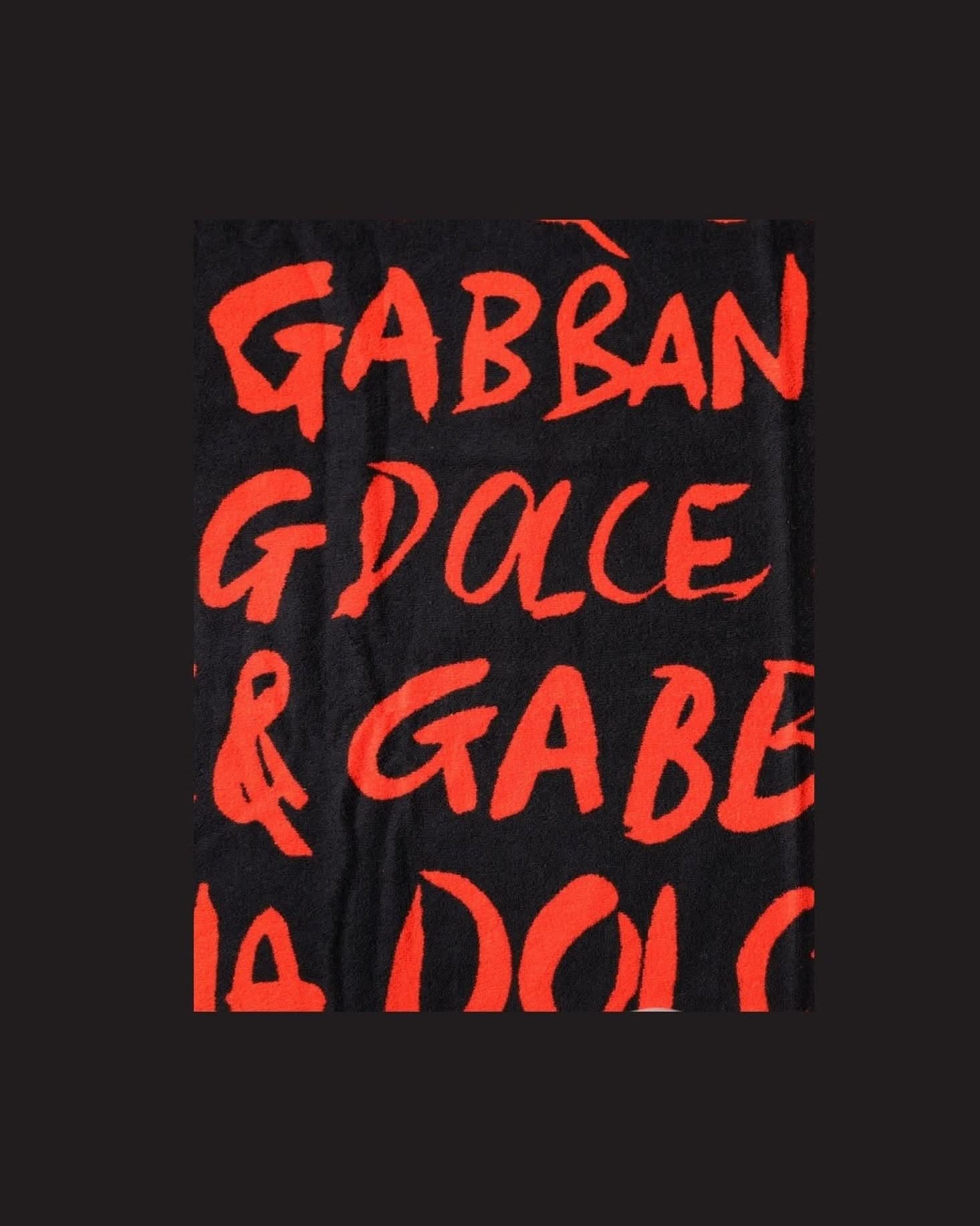 Dolce & Gabbana Red Logo Print Cotton Beach Towel Beach Towels