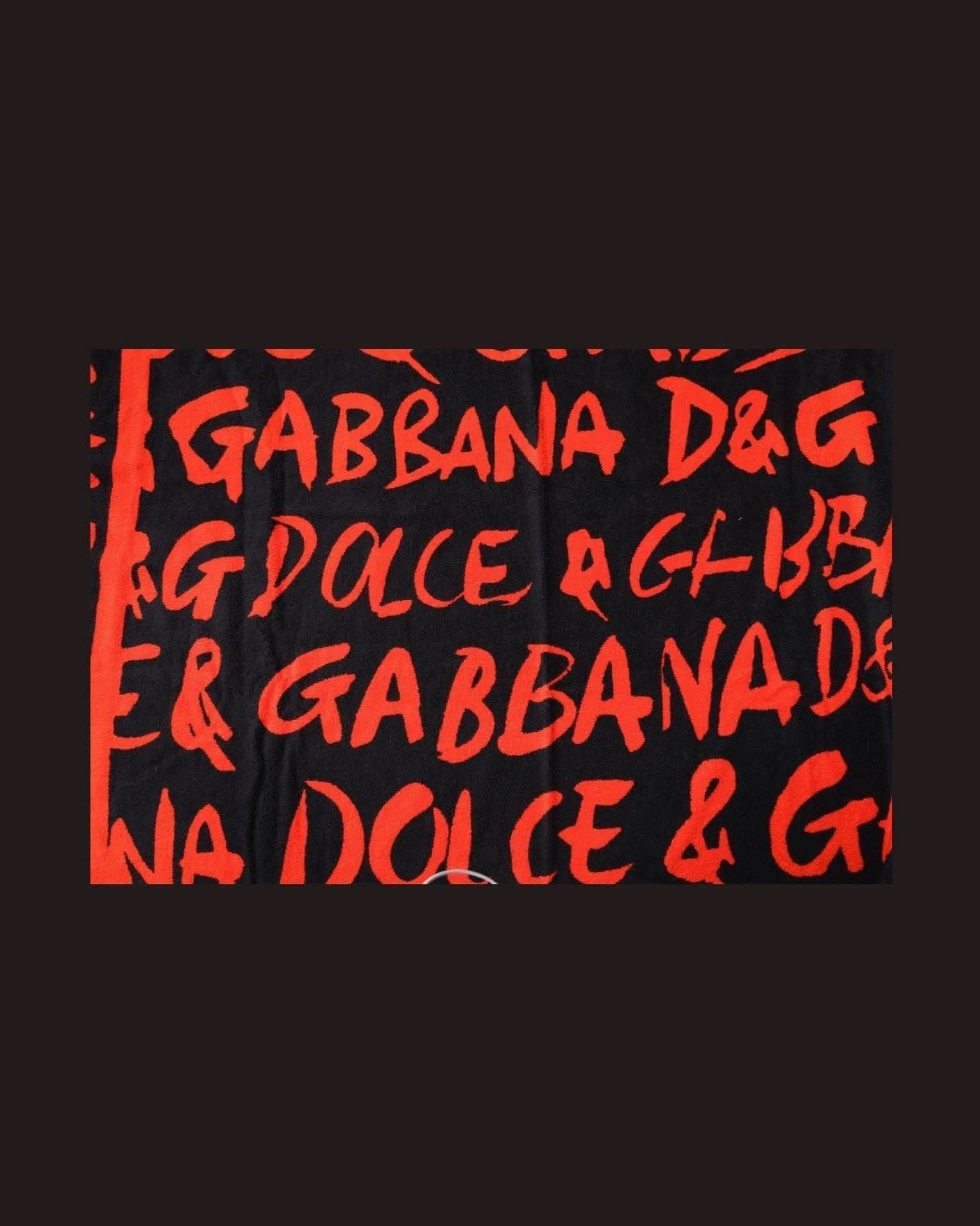 Dolce & Gabbana Red Logo Print Cotton Beach Towel Beach Towels
