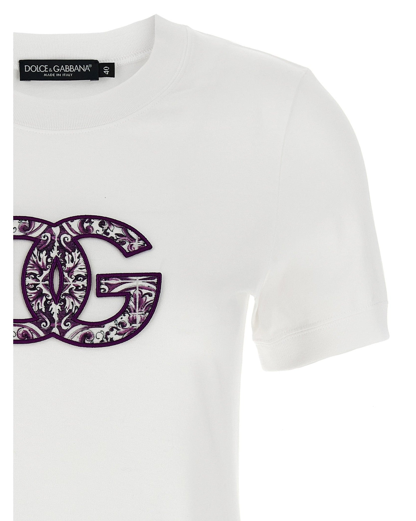Dolce & Gabbana Maiolica Logo Patch T-shirt Glam Steals