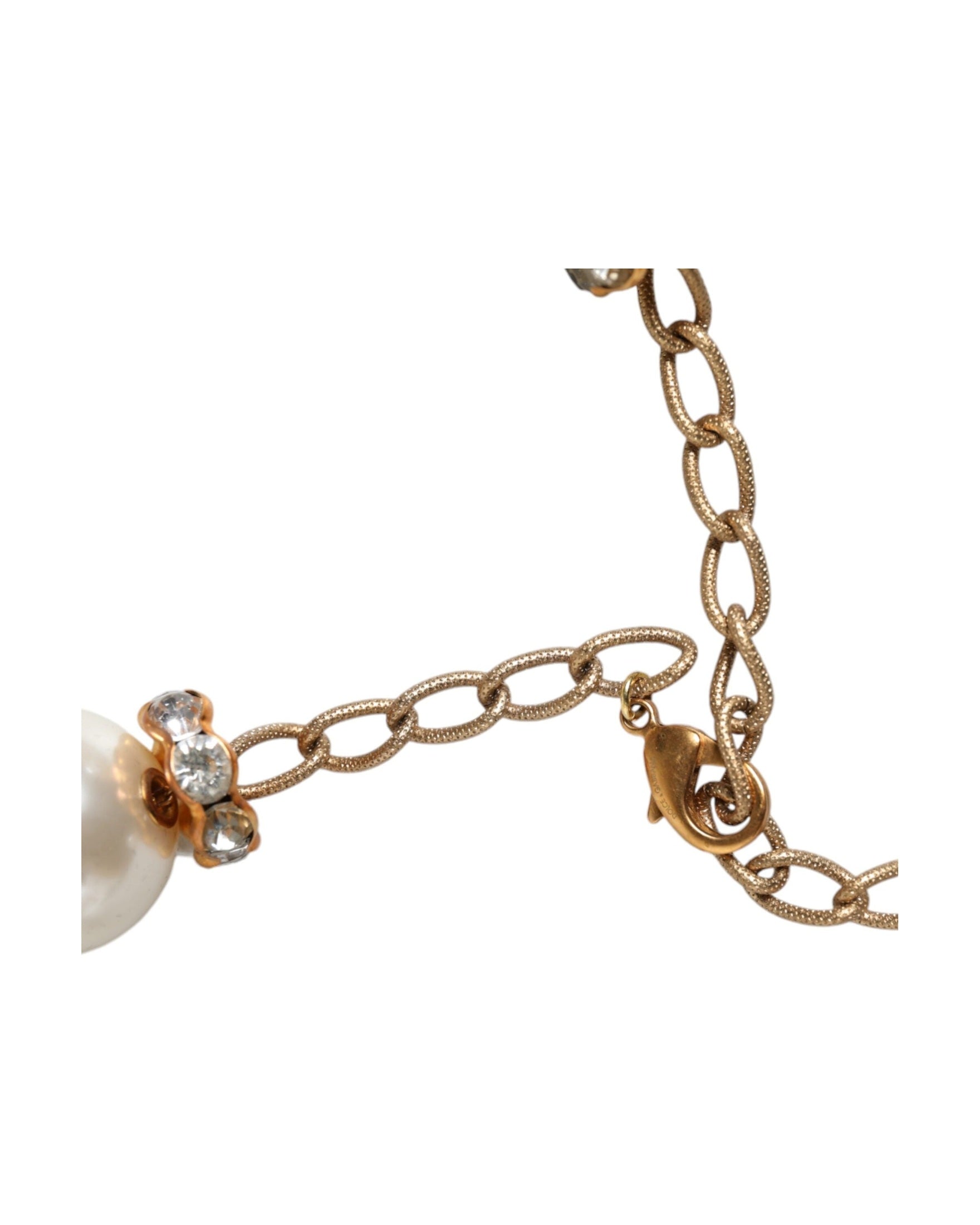 Dolce & Gabbana Maxi Faux Pearl Beads Crystals Chain White Gold Necklace Glam Steals