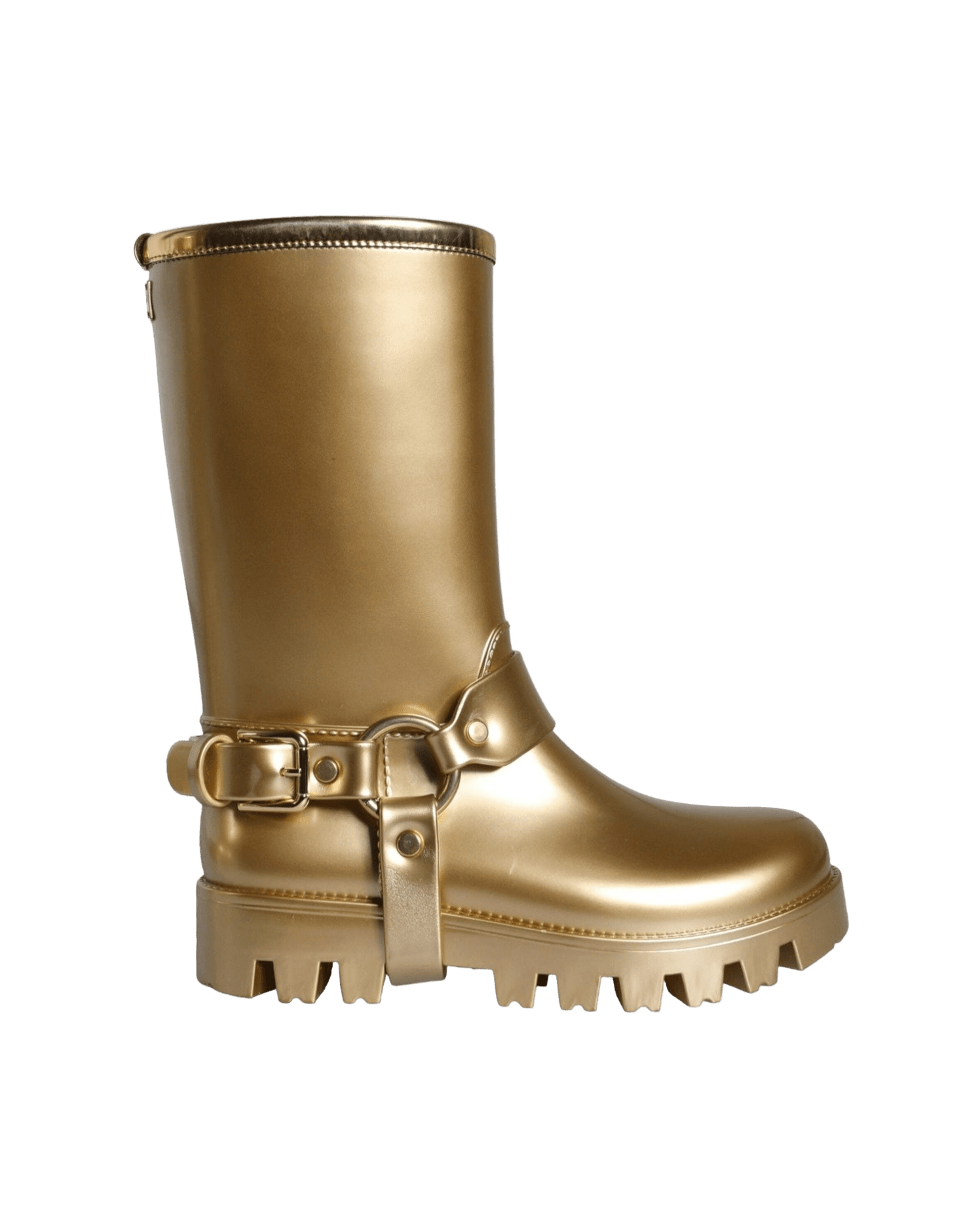 Dolce & Gabbana Gold Metallic Rubber Pvc Rain Boots Shoes Boots