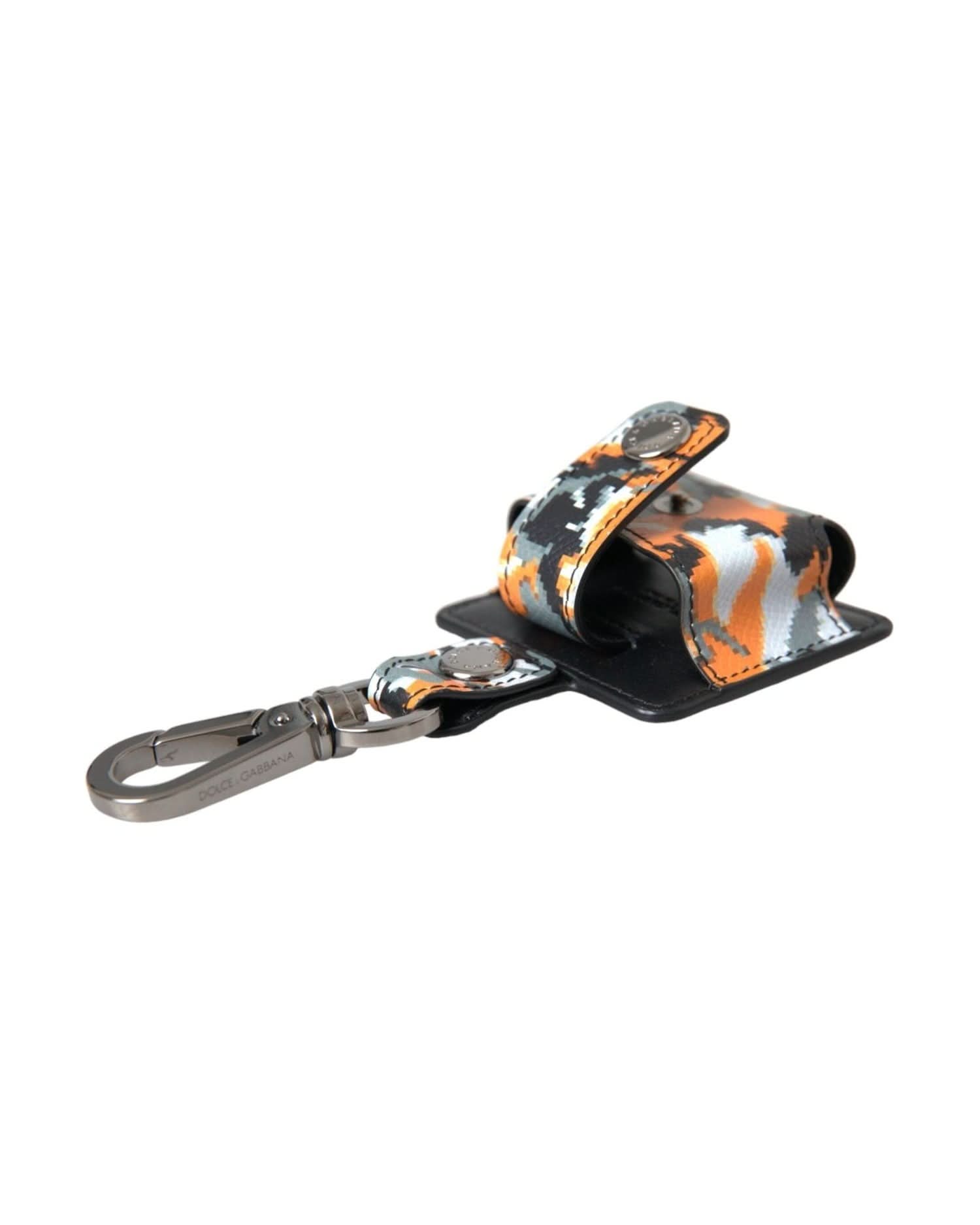 Dolce & Gabbana Multicolor Camouflage Print Leather Logo Metal Airpods Case Headphone & Headset Accessories