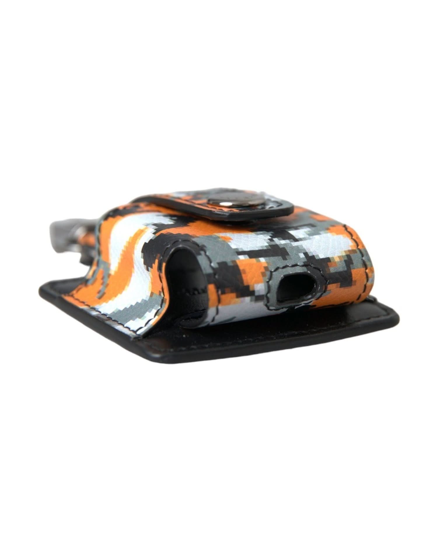 Dolce & Gabbana Multicolor Camouflage Print Leather Logo Metal Airpods Case Headphone & Headset Accessories