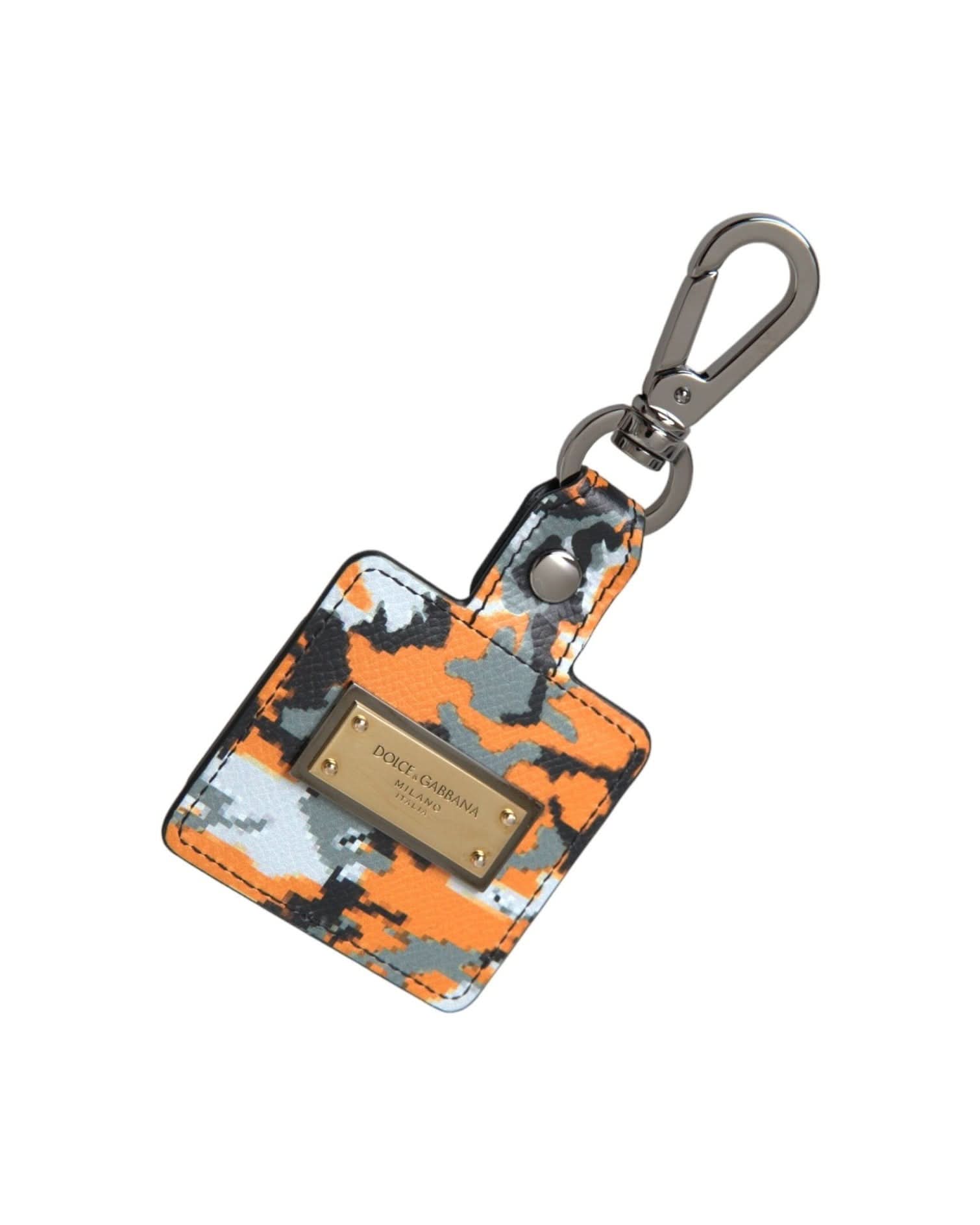 Dolce & Gabbana Multicolor Camouflage Print Leather Logo Metal Airpods Case Headphone & Headset Accessories