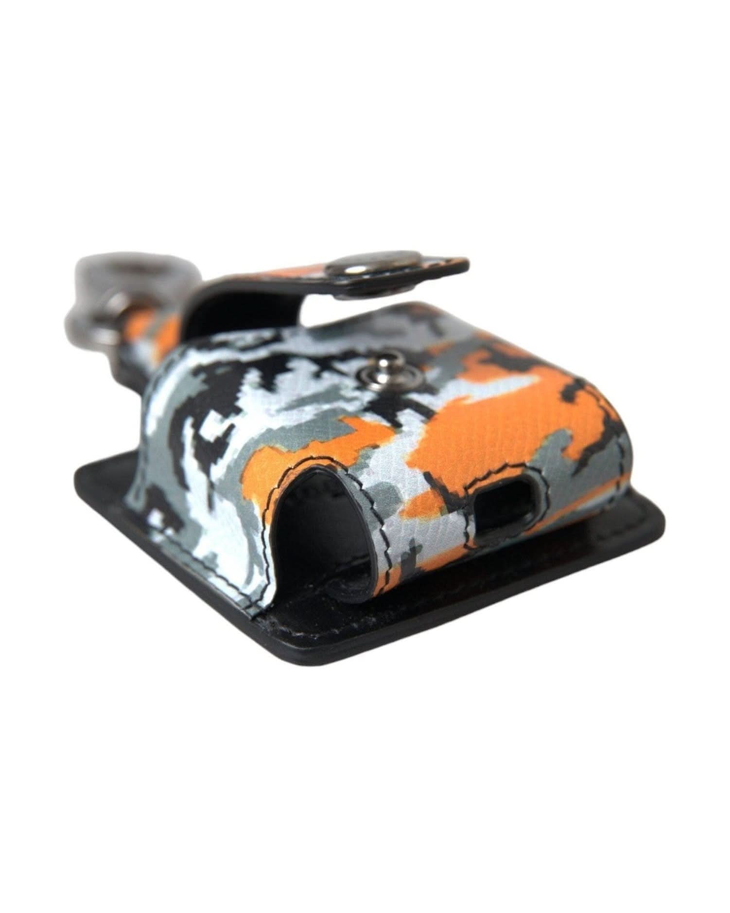 Dolce & Gabbana Multicolor Camouflage Print Leather Metal Airpods Case Headphone & Headset Accessories
