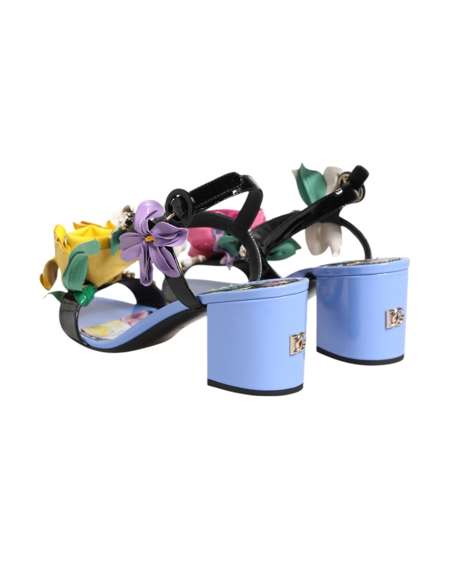 Dolce & Gabbana Multicolor Floral Appliqué Crystal Sandals Shoes Glam Steals