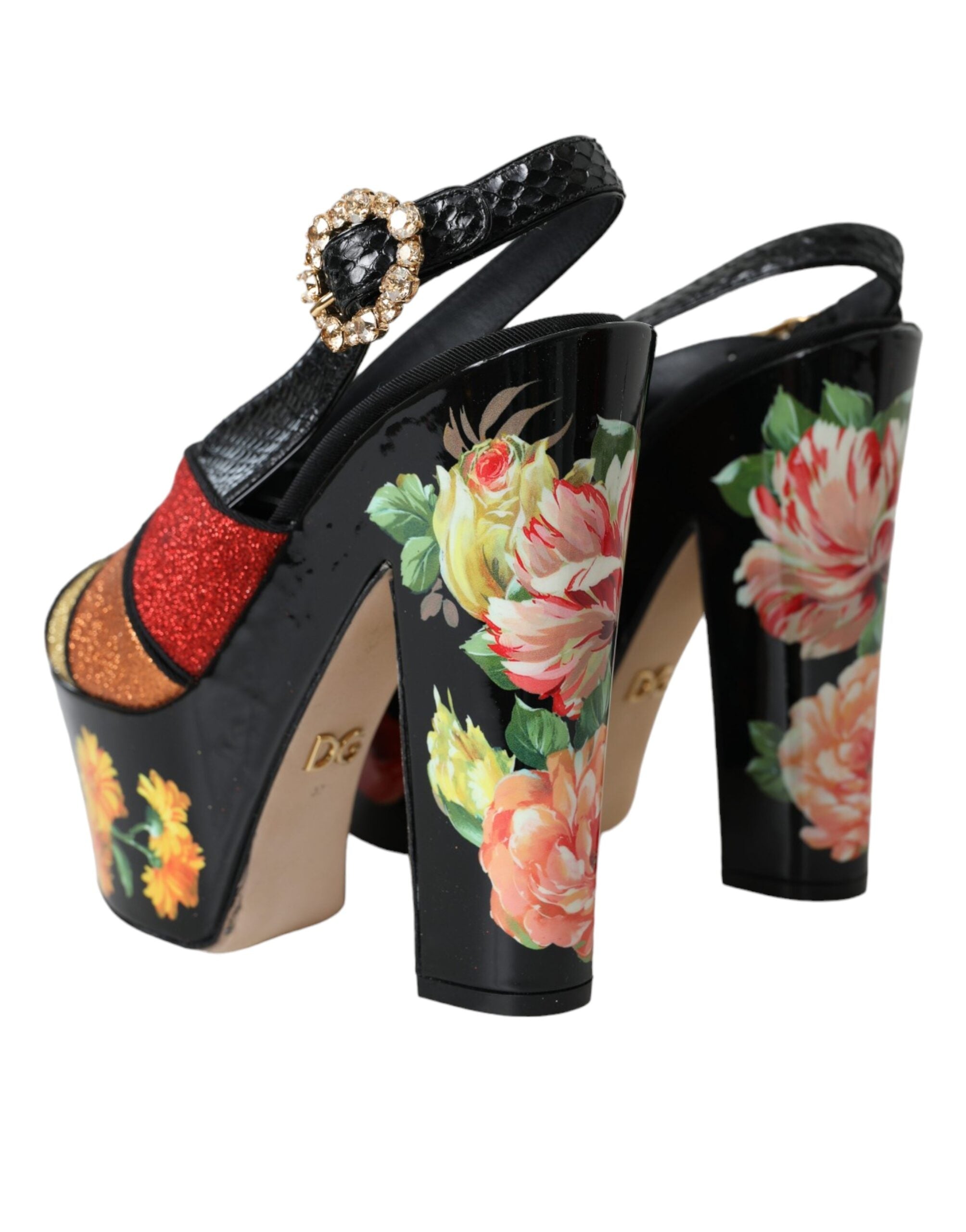 Dolce & Gabbana Multicolor Floral Crystal Platform Sandals Shoes Glam Steals