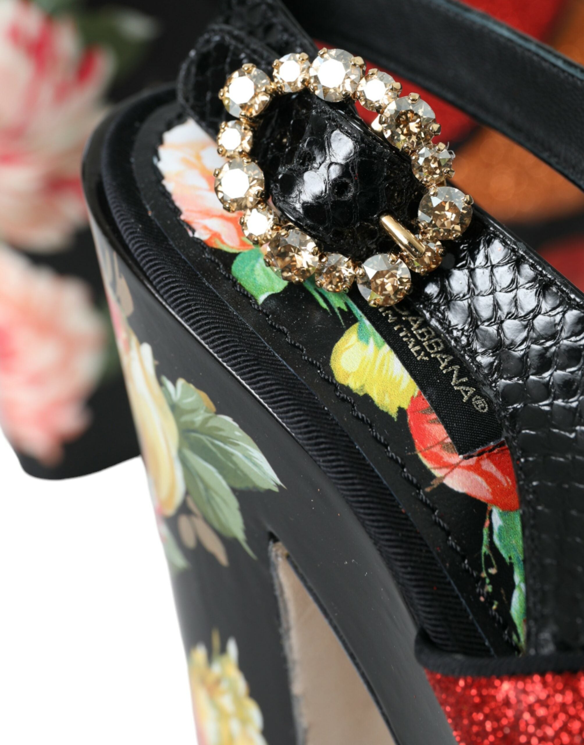 Dolce & Gabbana Multicolor Floral Crystal Platform Sandals Shoes Glam Steals