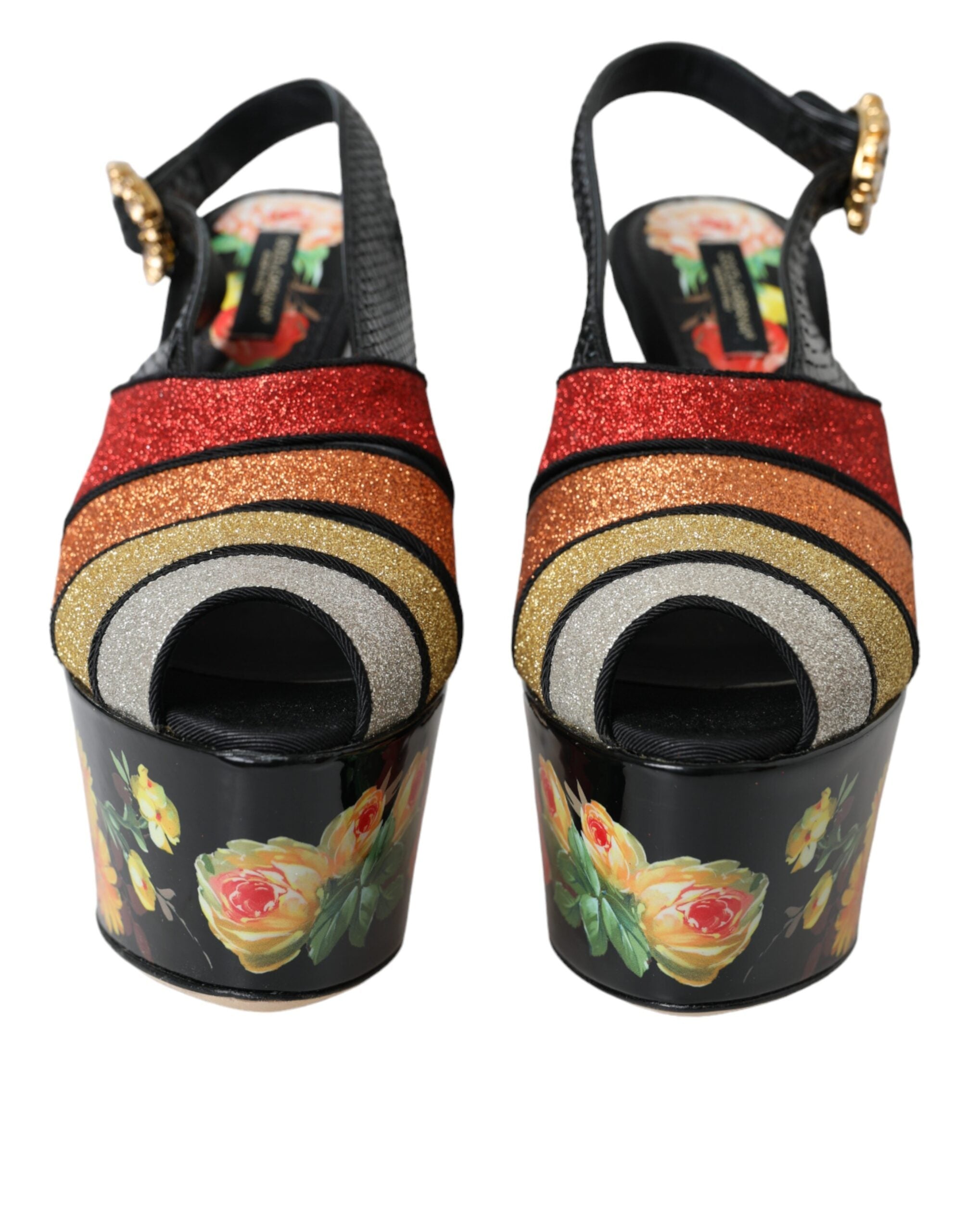 Dolce & Gabbana Multicolor Floral Crystal Platform Sandals Shoes Glam Steals