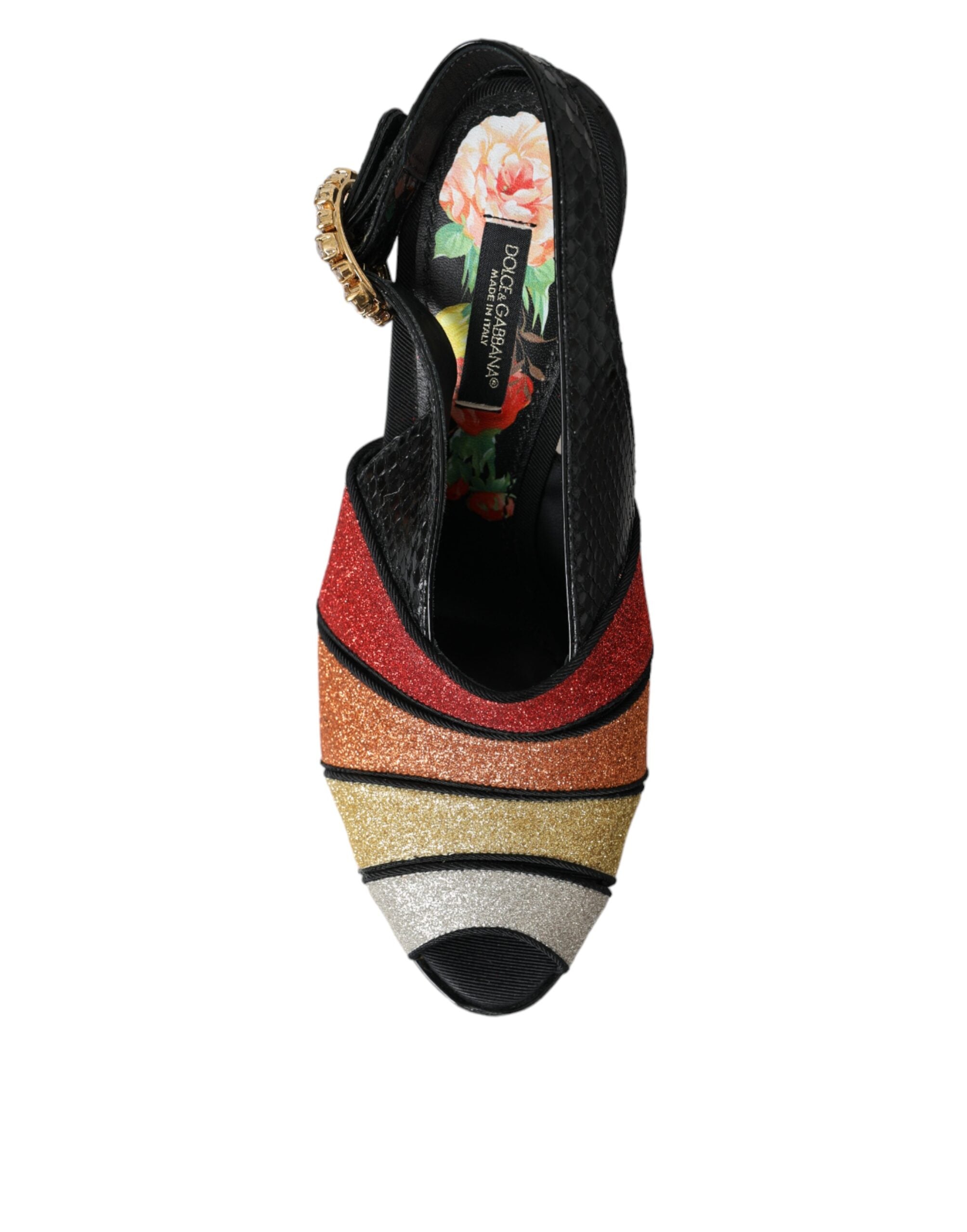 Dolce & Gabbana Multicolor Floral Crystal Platform Sandals Shoes Glam Steals
