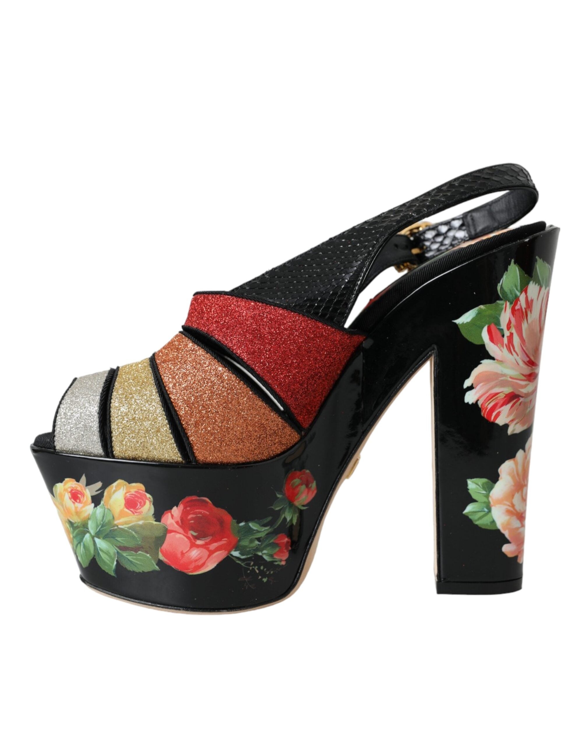 Dolce & Gabbana Multicolor Floral Crystal Platform Sandals Shoes Glam Steals