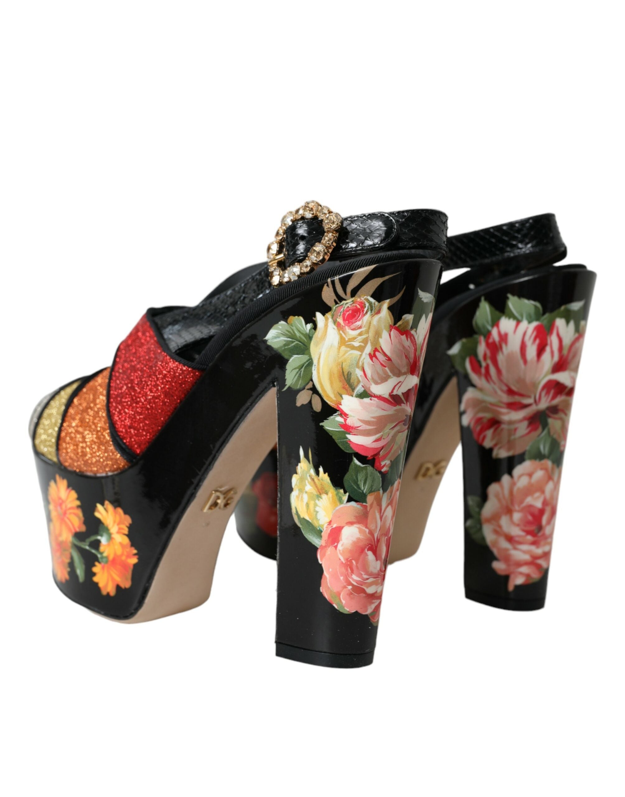 Dolce & Gabbana Multicolor Floral Crystal Platform Sandals Shoes Glam Steals