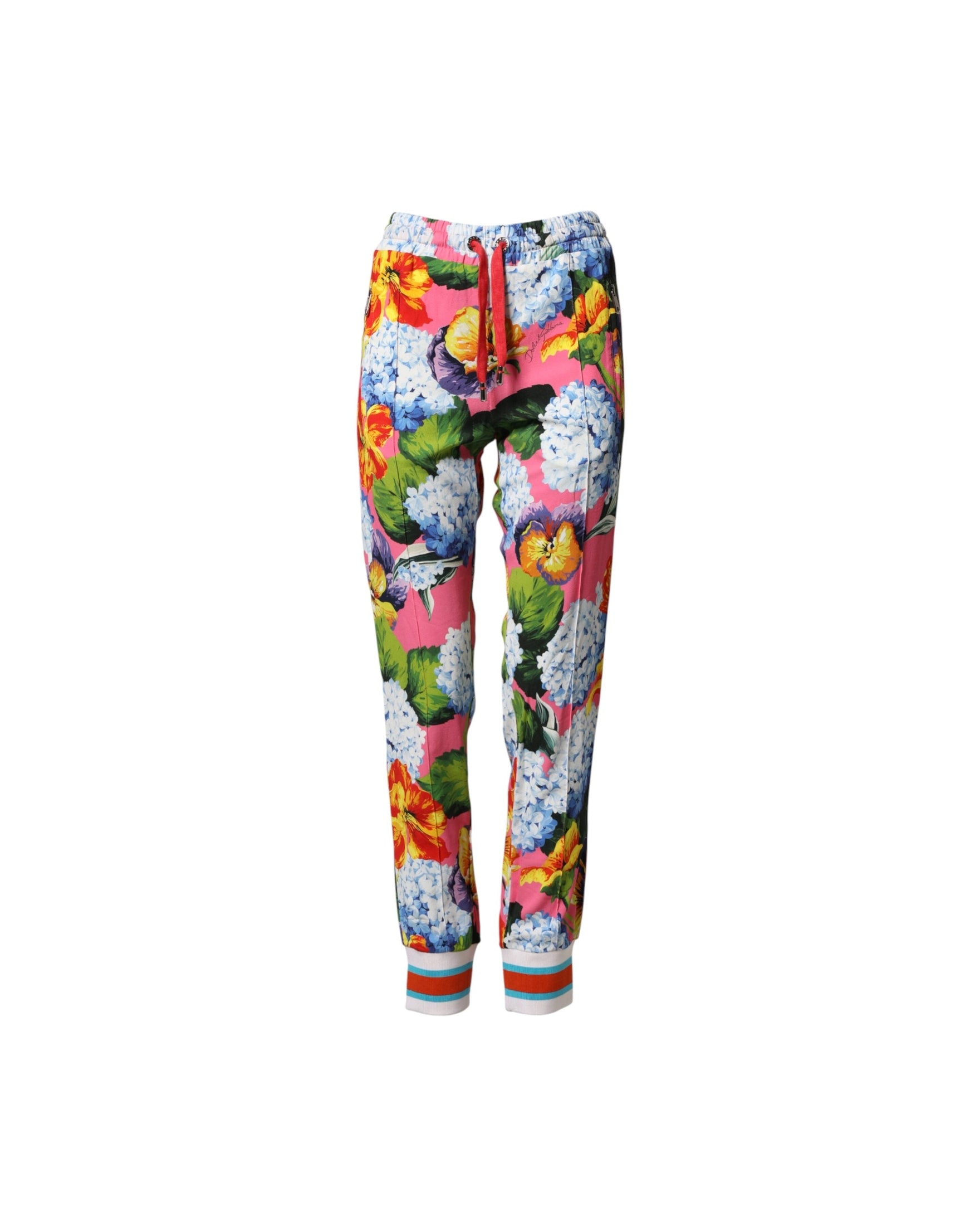 Dolce & Gabbana Multicolor Floral Mid Waist Jogger Pant Trousers