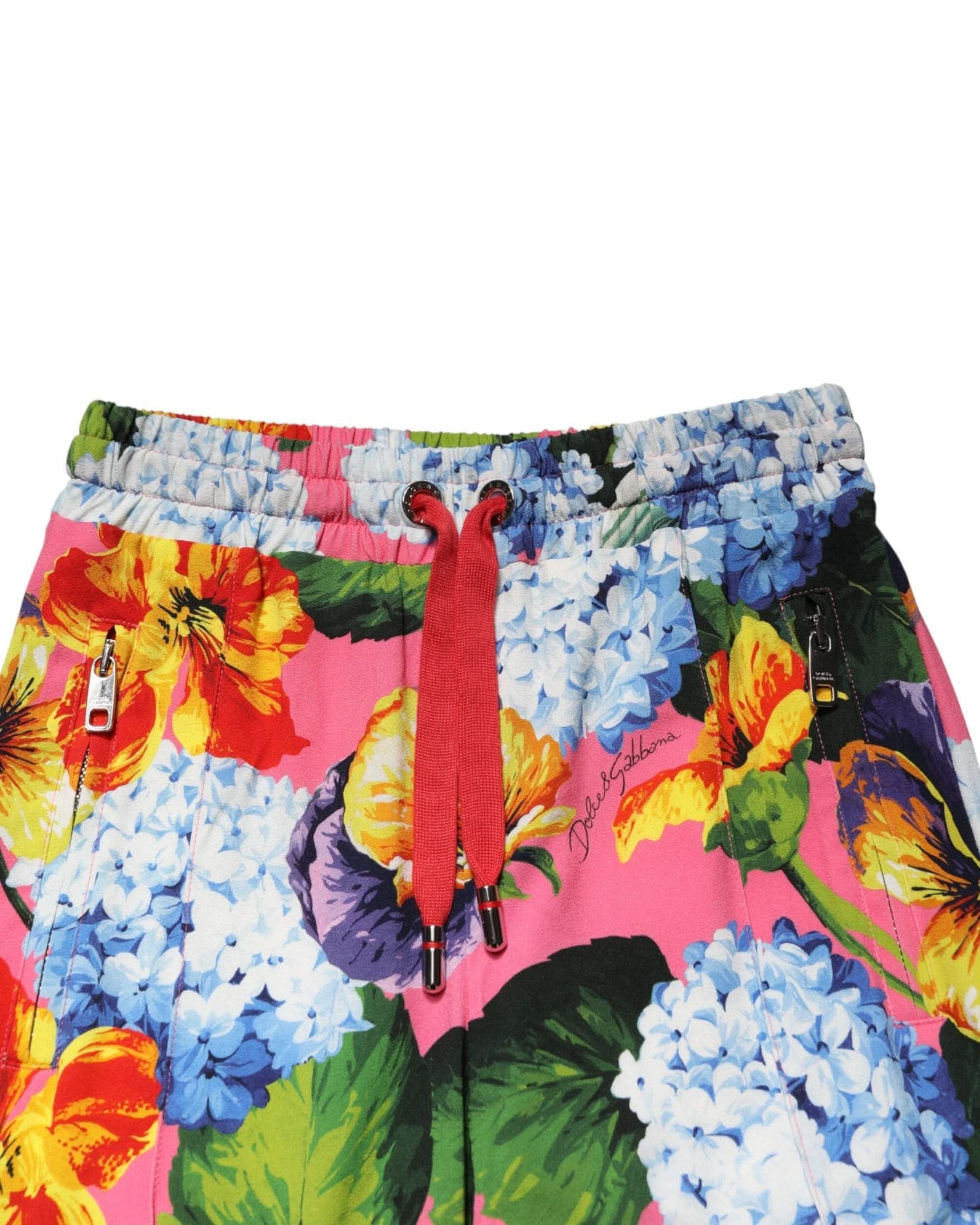 Dolce & Gabbana Multicolor Floral Mid Waist Jogger Pant Trousers