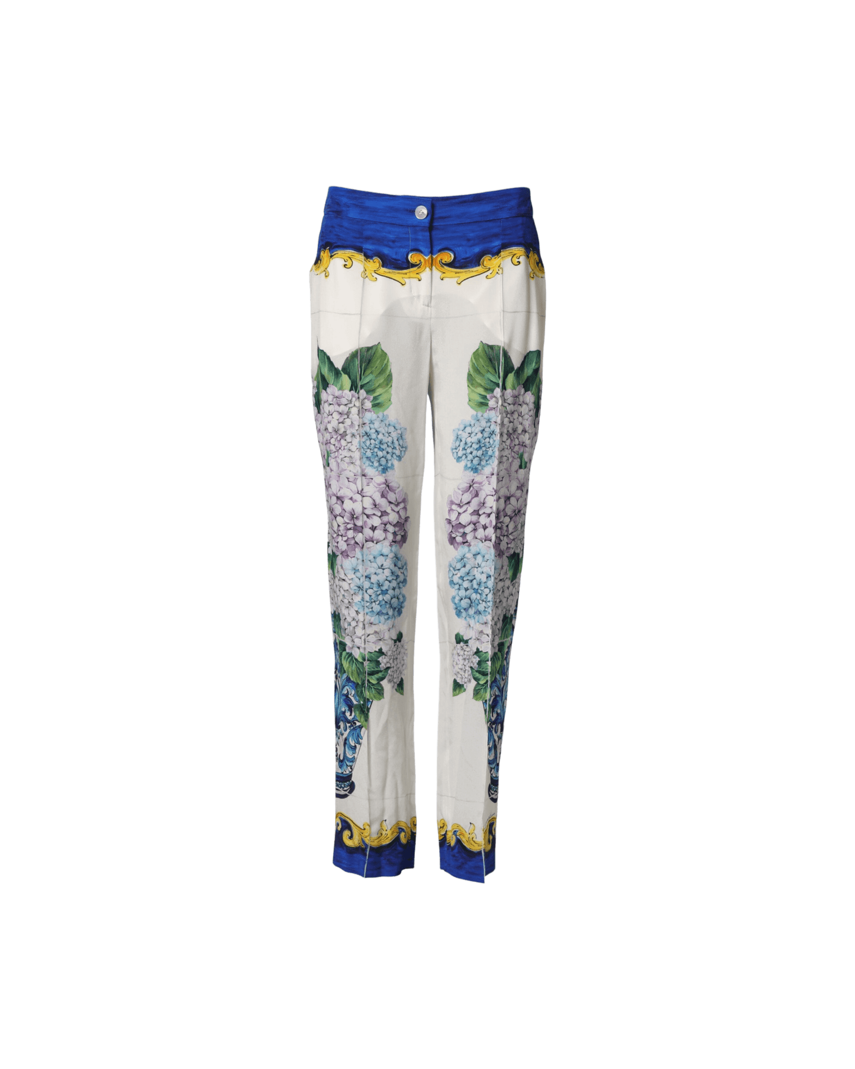 Dolce & Gabbana Multicolor Floral Pattern Straight Leg Pant Chinos