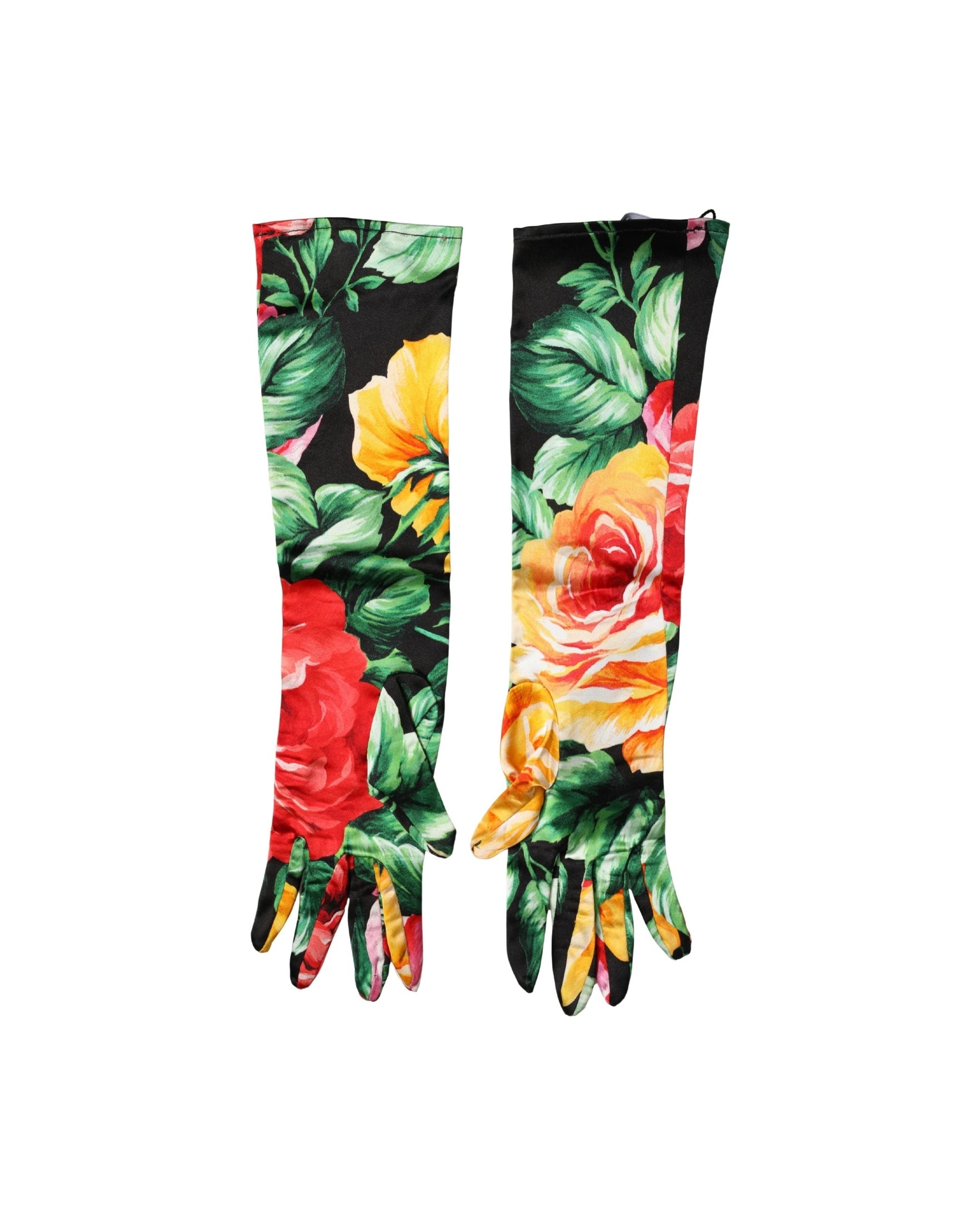Dolce & Gabbana Multicolor Floral Print Elbow Length Gloves