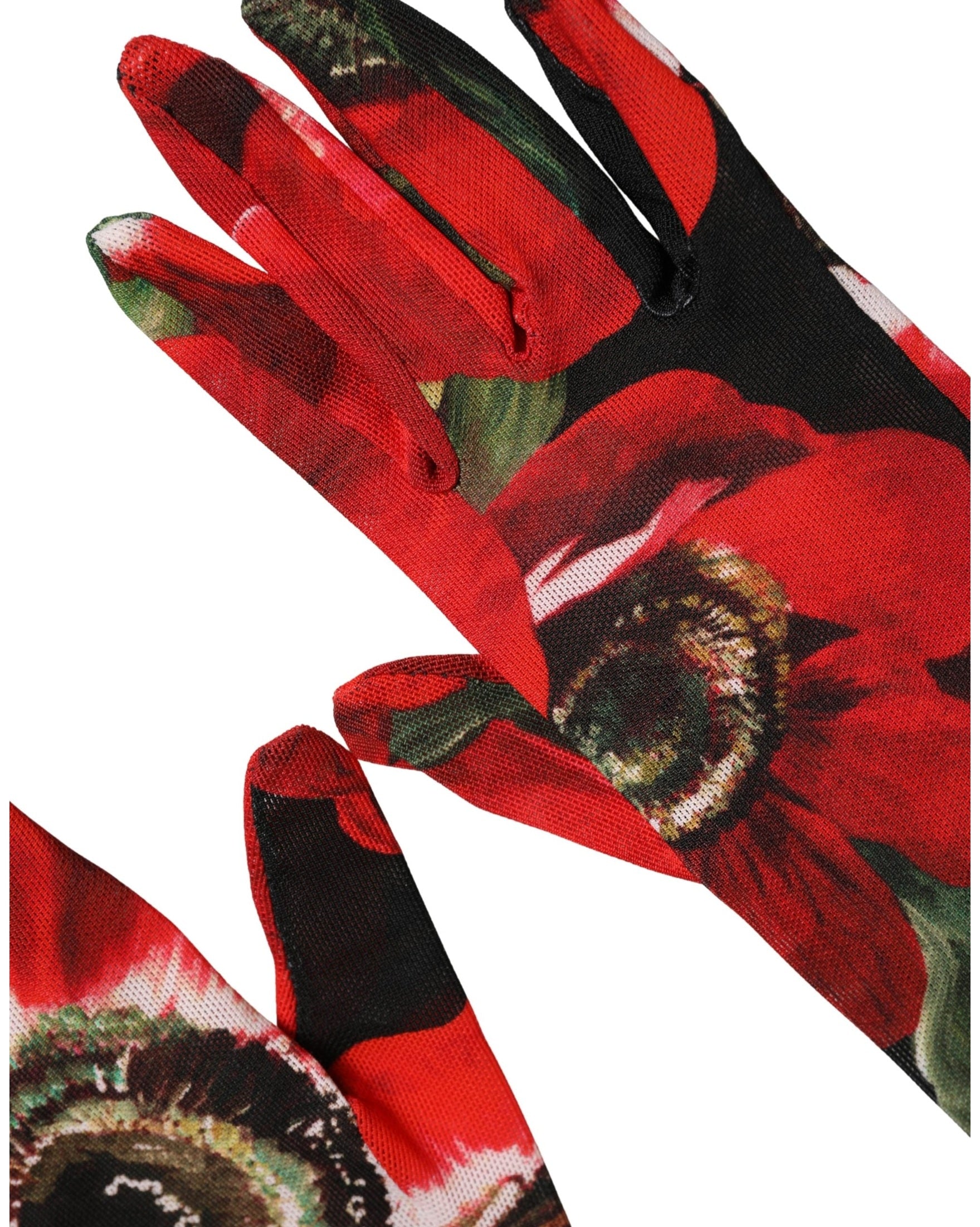 Dolce & Gabbana Multicolor Floral Print Elbow Length Gloves