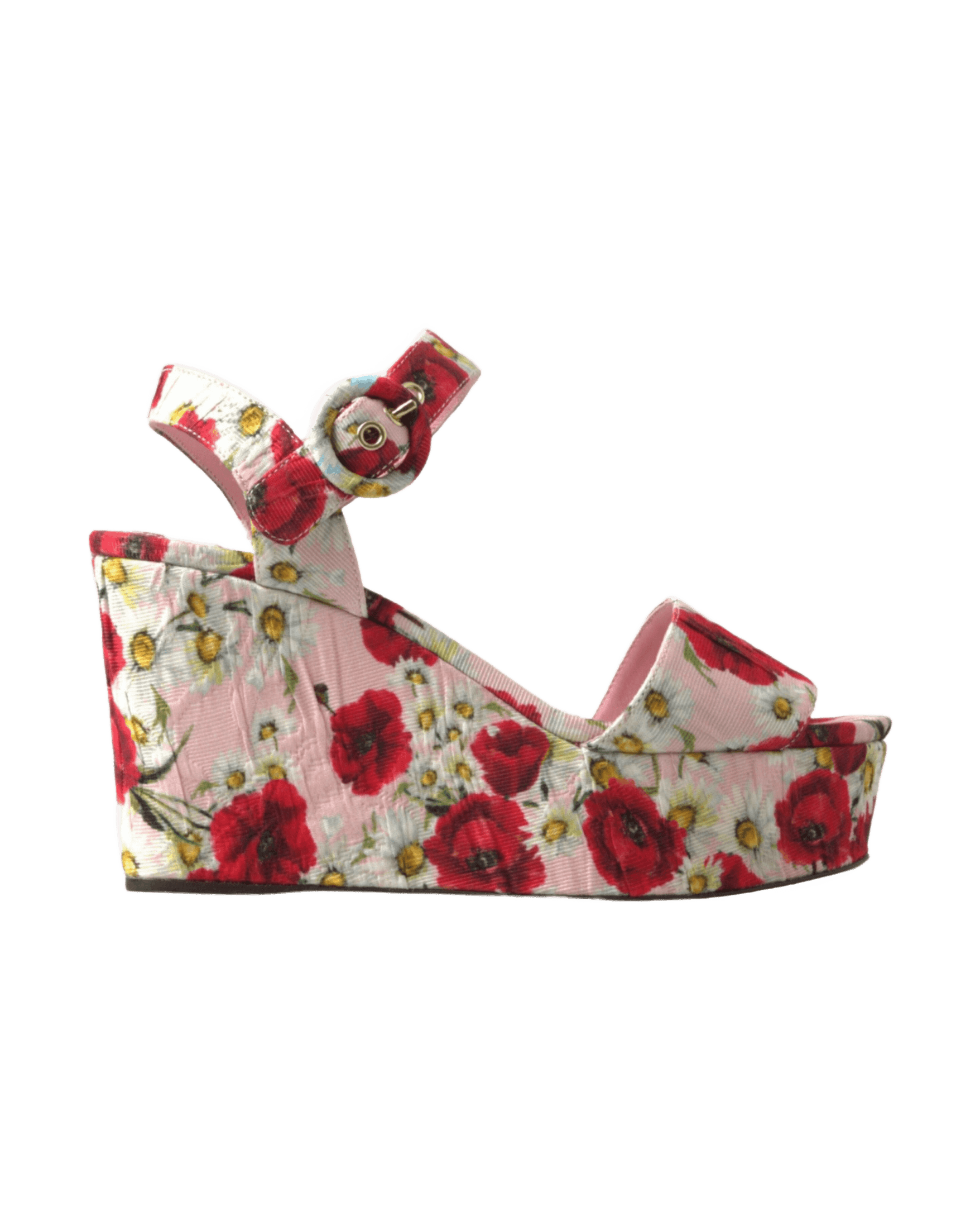 Dolce & Gabbana Multicolor Floral Print Wedges Ankle Strap Sandals Sandals