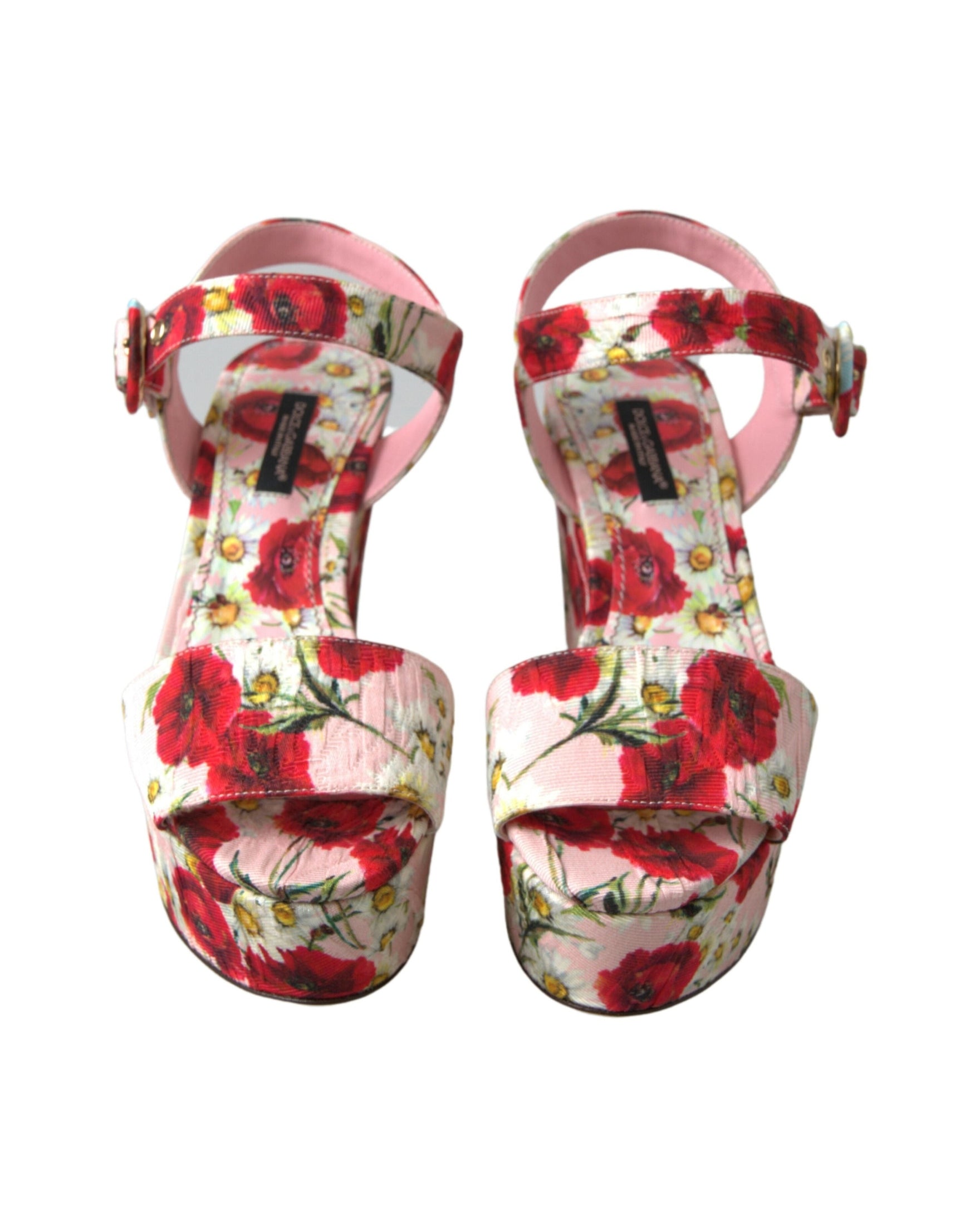 Dolce & Gabbana Multicolor Floral Print Wedges Ankle Strap Sandals Glam Steals