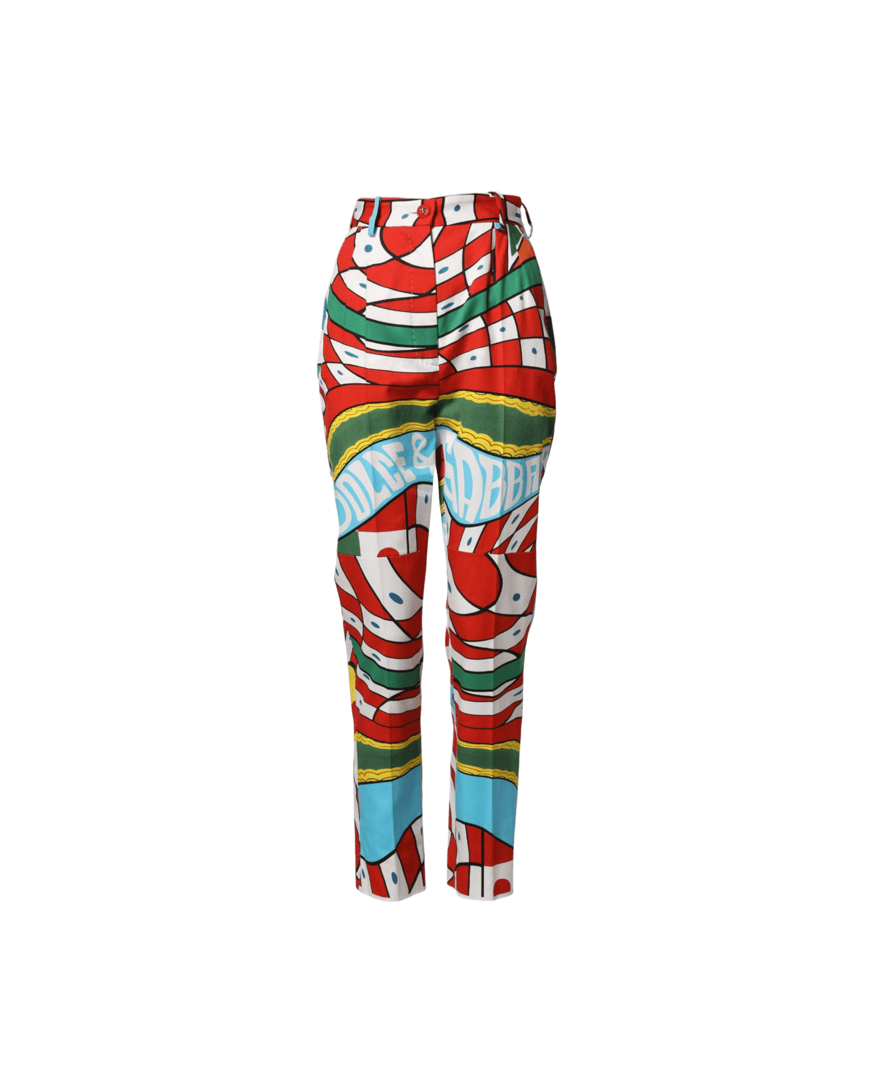 Dolce & Gabbana Multicolor Geometric Pattern Straight Pant Chinos