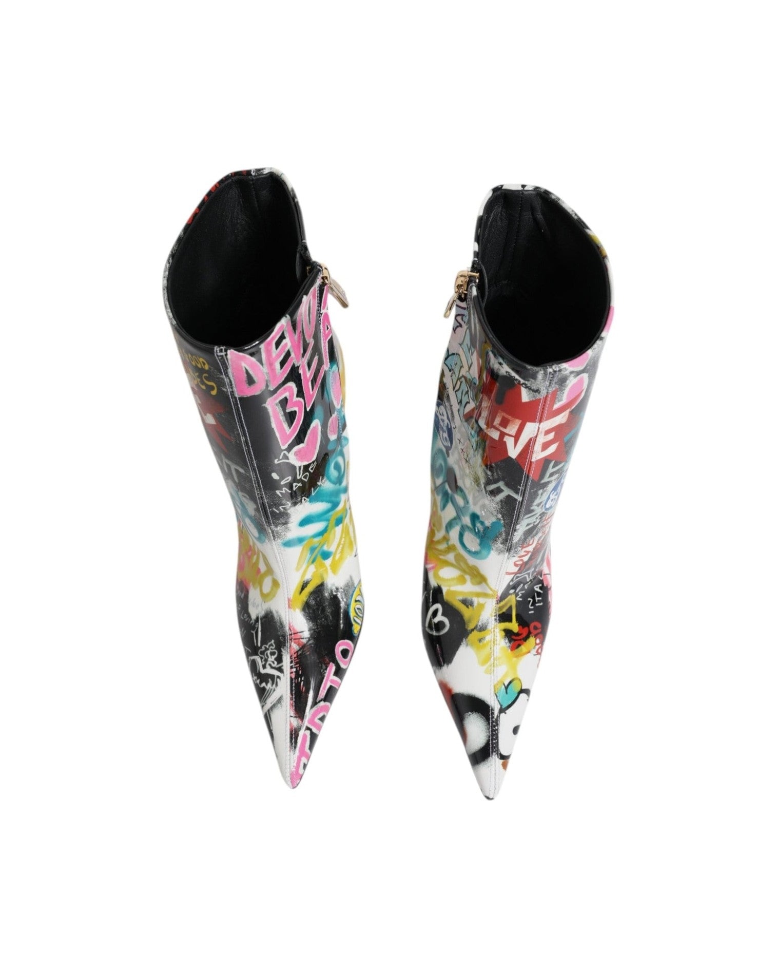 Dolce & Gabbana Multicolor Graffiti Keira Mid Calf Boots Shoes Boots
