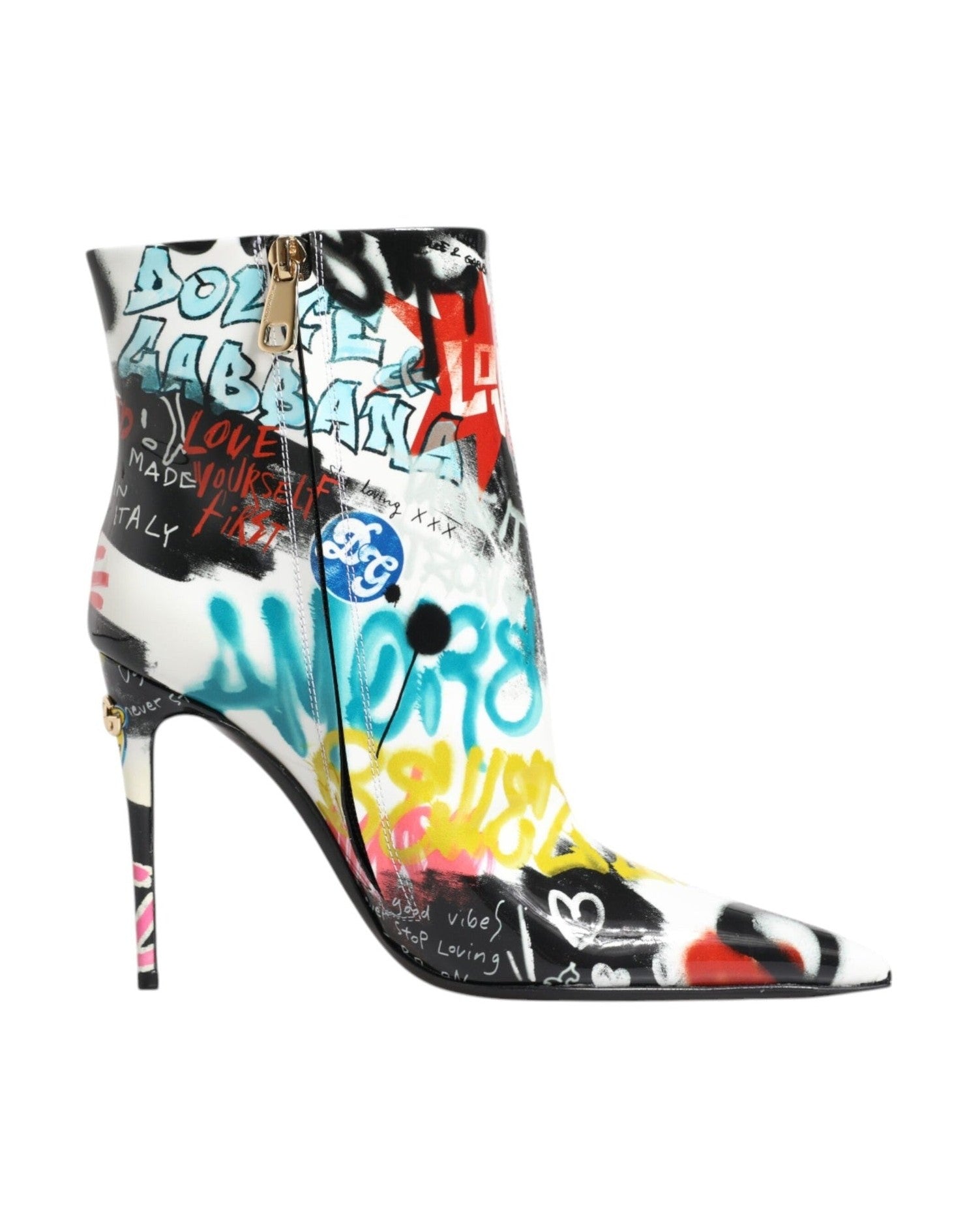 Dolce & Gabbana Multicolor Graffiti Keira Mid Calf Boots Shoes Boots