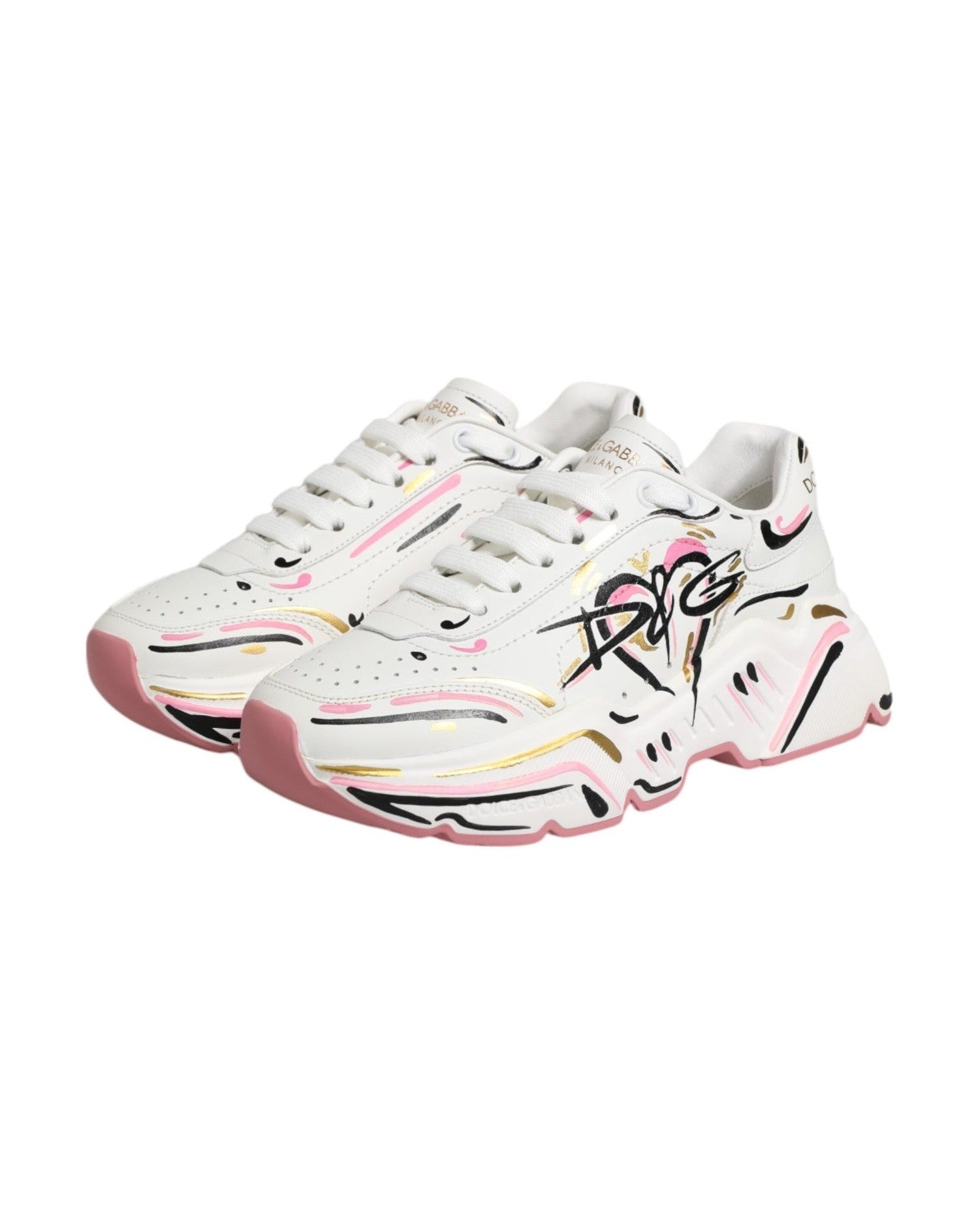 Dolce & Gabbana Multicolor Hand Painted Daymaster Sneaker Shoes Glam Steals