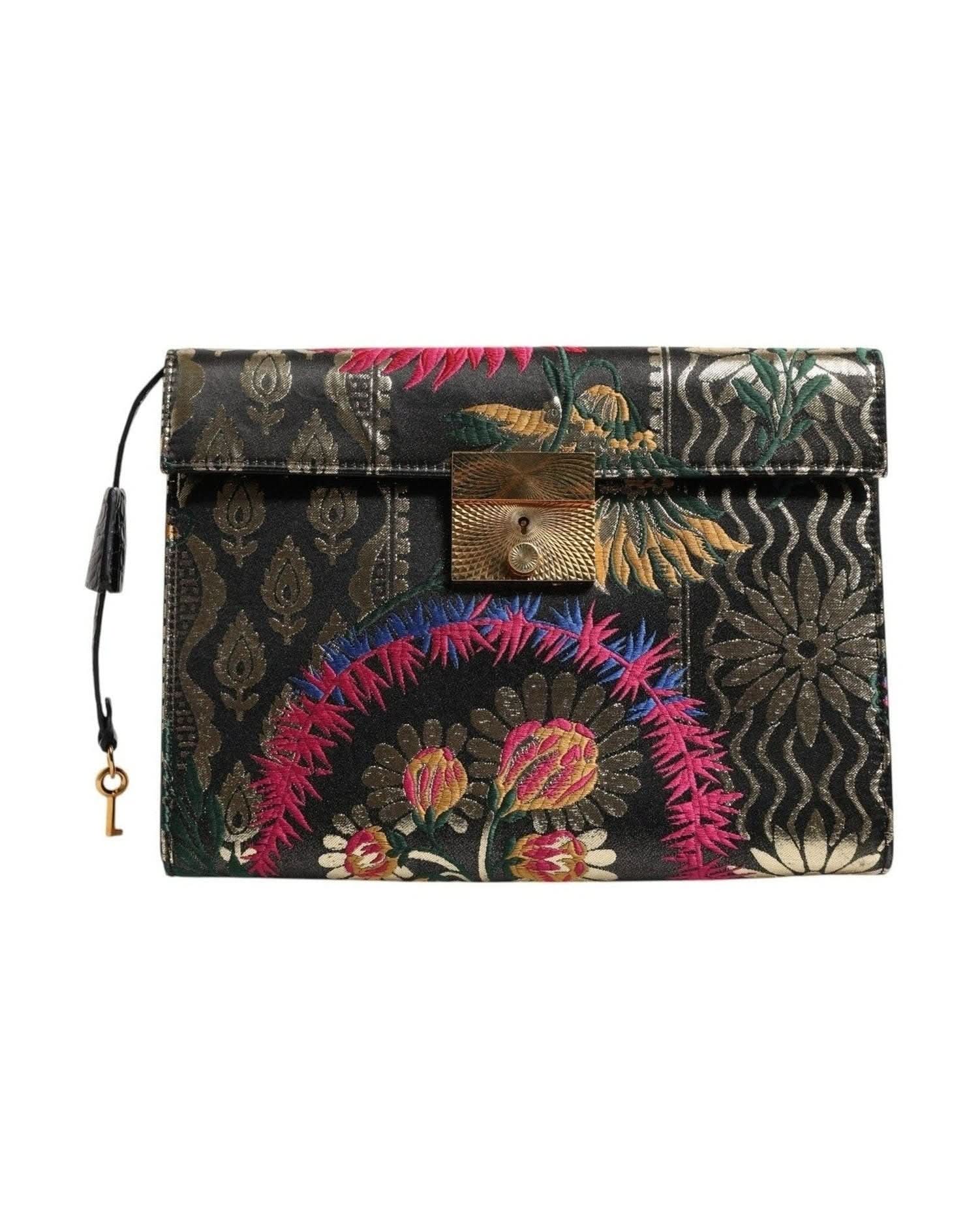 Dolce & Gabbana Multicolor Jacquard Floral Document Briefcase Bag Briefcases