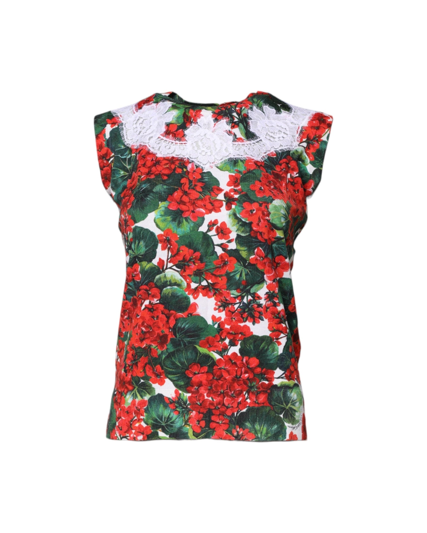 Dolce & Gabbana Multicolor Lace Floral Sleeveless Tank Top Glam Steals