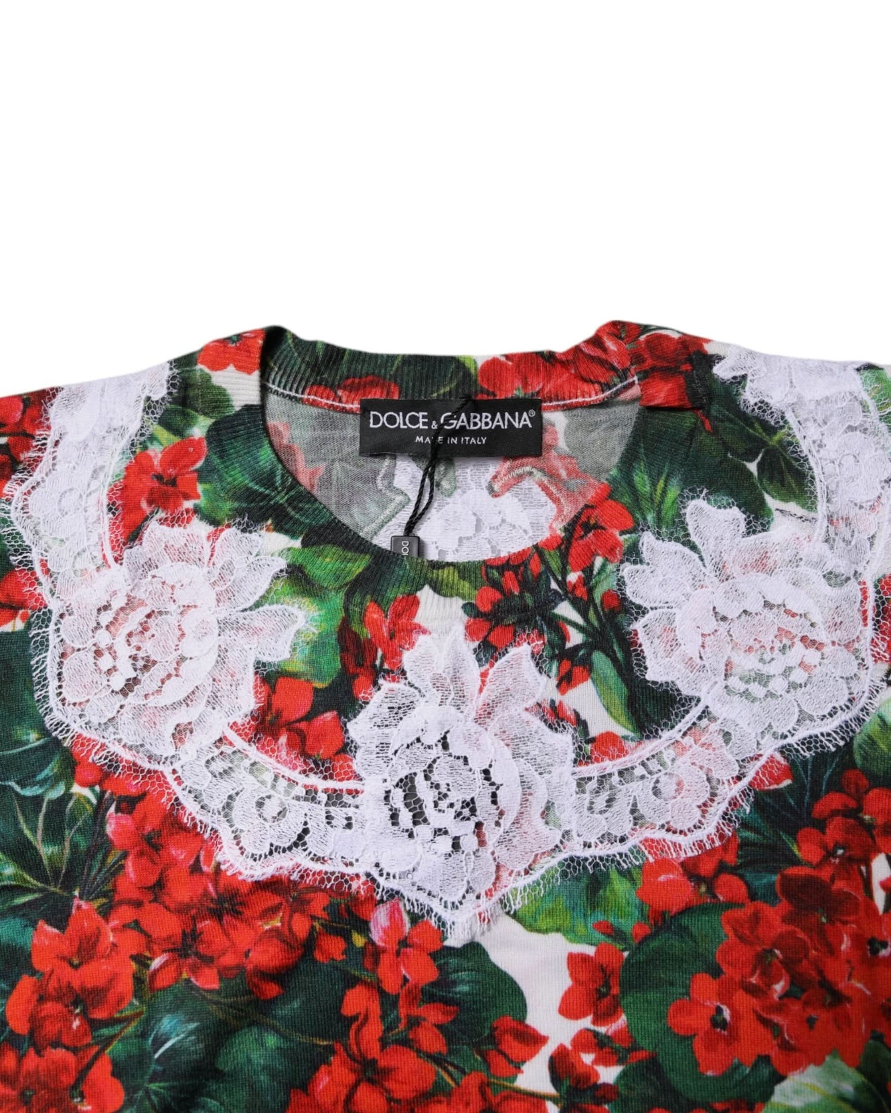 Dolce & Gabbana Multicolor Lace Floral Sleeveless Tank Top Tank Tops